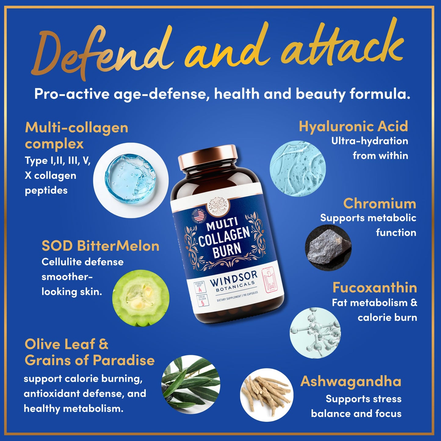 WINDSOR BOTANICALS Thermogenic Multi Collagen Burn Capsules, 90 Capsules