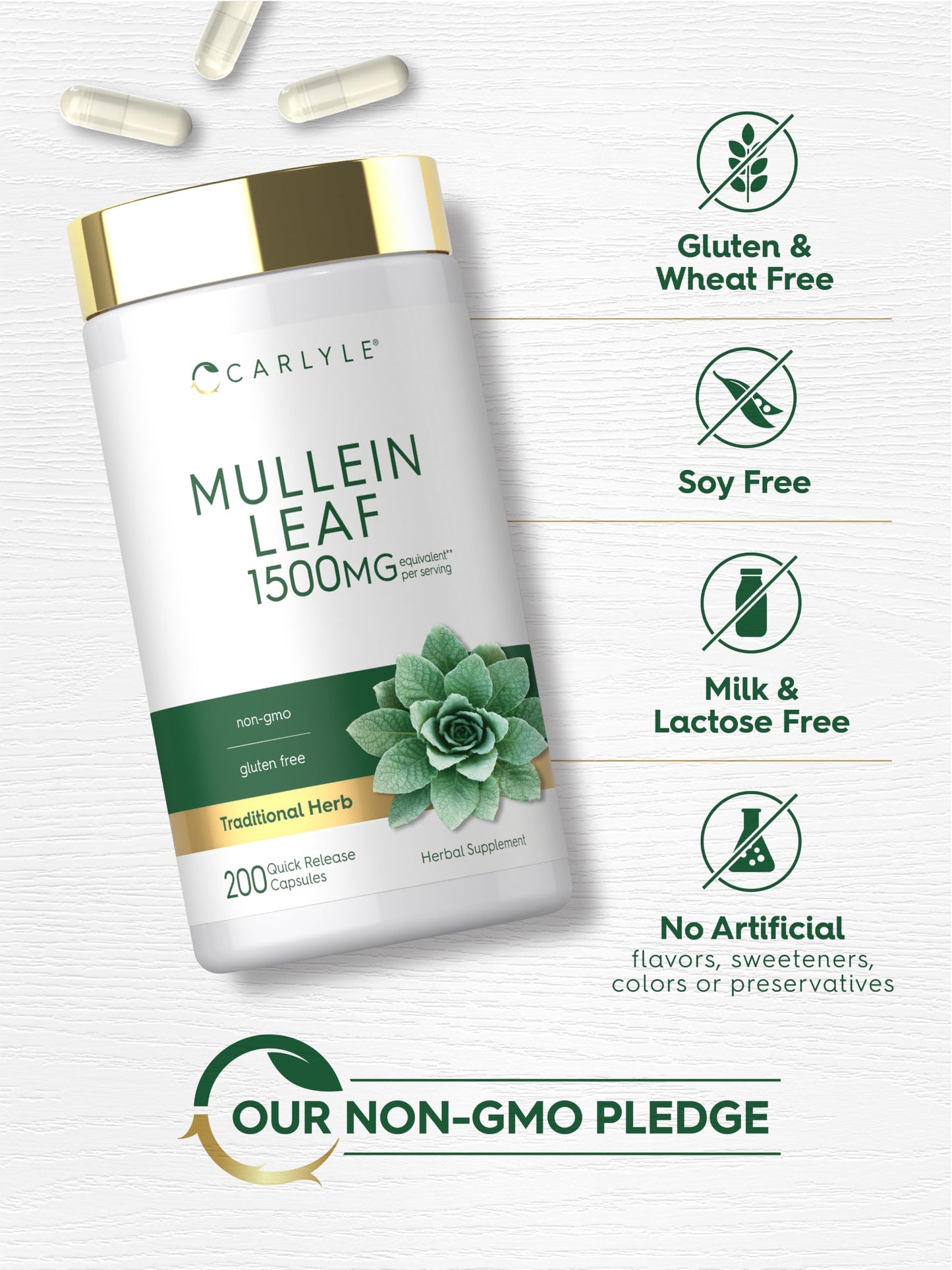 Carlyle Mullein Leaf Extract Capsules 200
