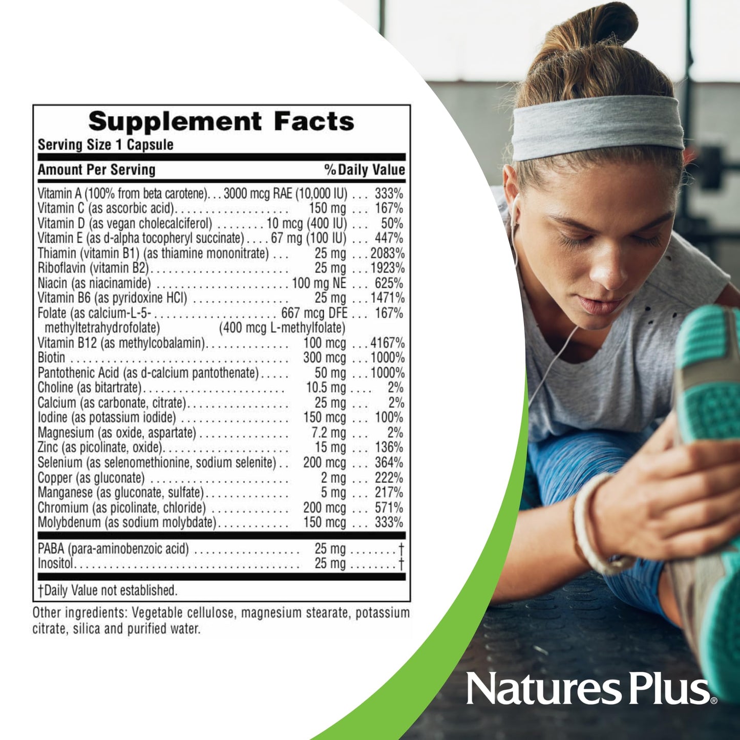 NaturesPlus Ultra One Daily Iron Free Multivitamin & Mineral with Beta Carotene – Vegan, Gluten Free – 90 Vegetarian Capsules