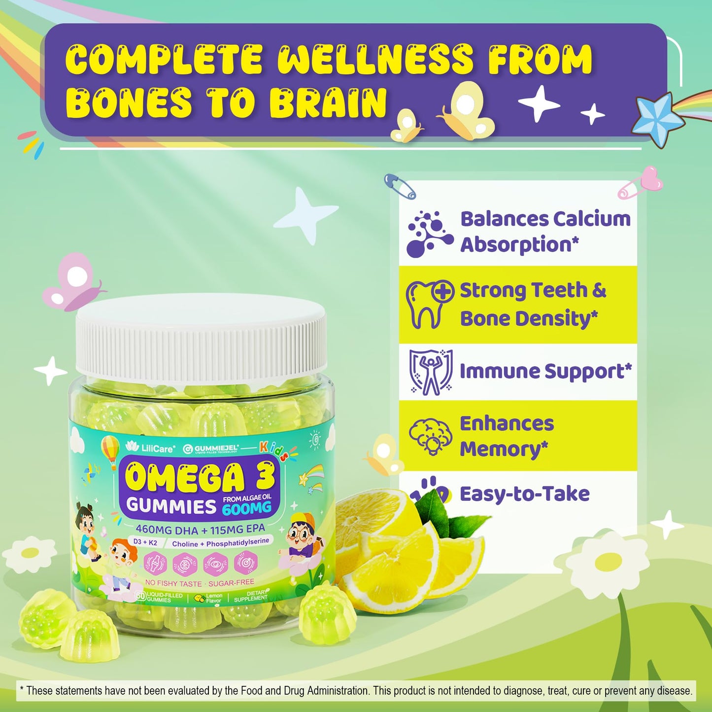 LILICARE Omega-3 for Kids Gummy, 120 Count