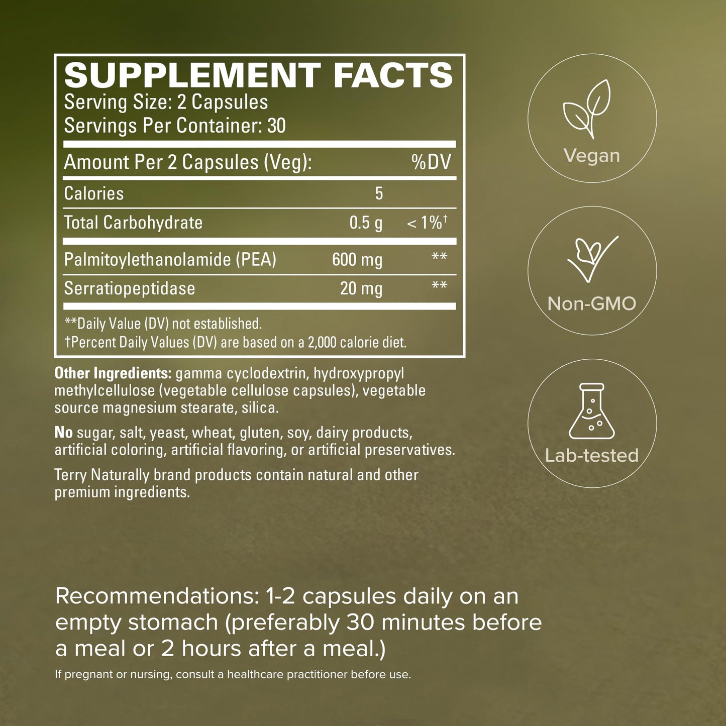 Terry Naturally Pea Healthy Inflammation Response Post Workout Capsule, 60 Count
