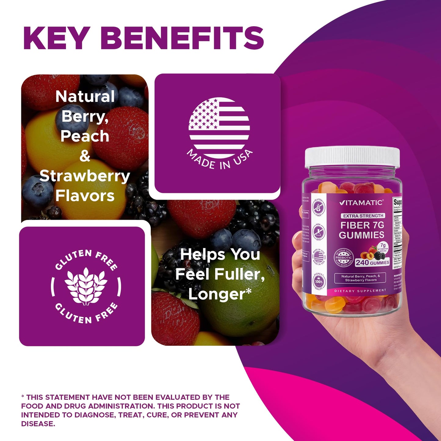 Vitamatic Prebiotic Fiber Gummies Gummy 240 Count