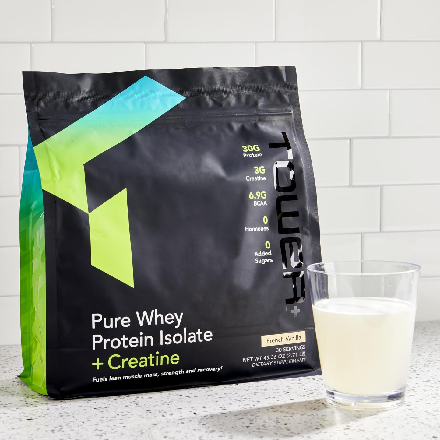 Market America Tower+ Pure Whey Protein Isolate Powder with Creatine - Muscle Recovery & Growth Support Formula, 30g Protein per Serving, BCAAs, Gluten-Free, 30 Servings