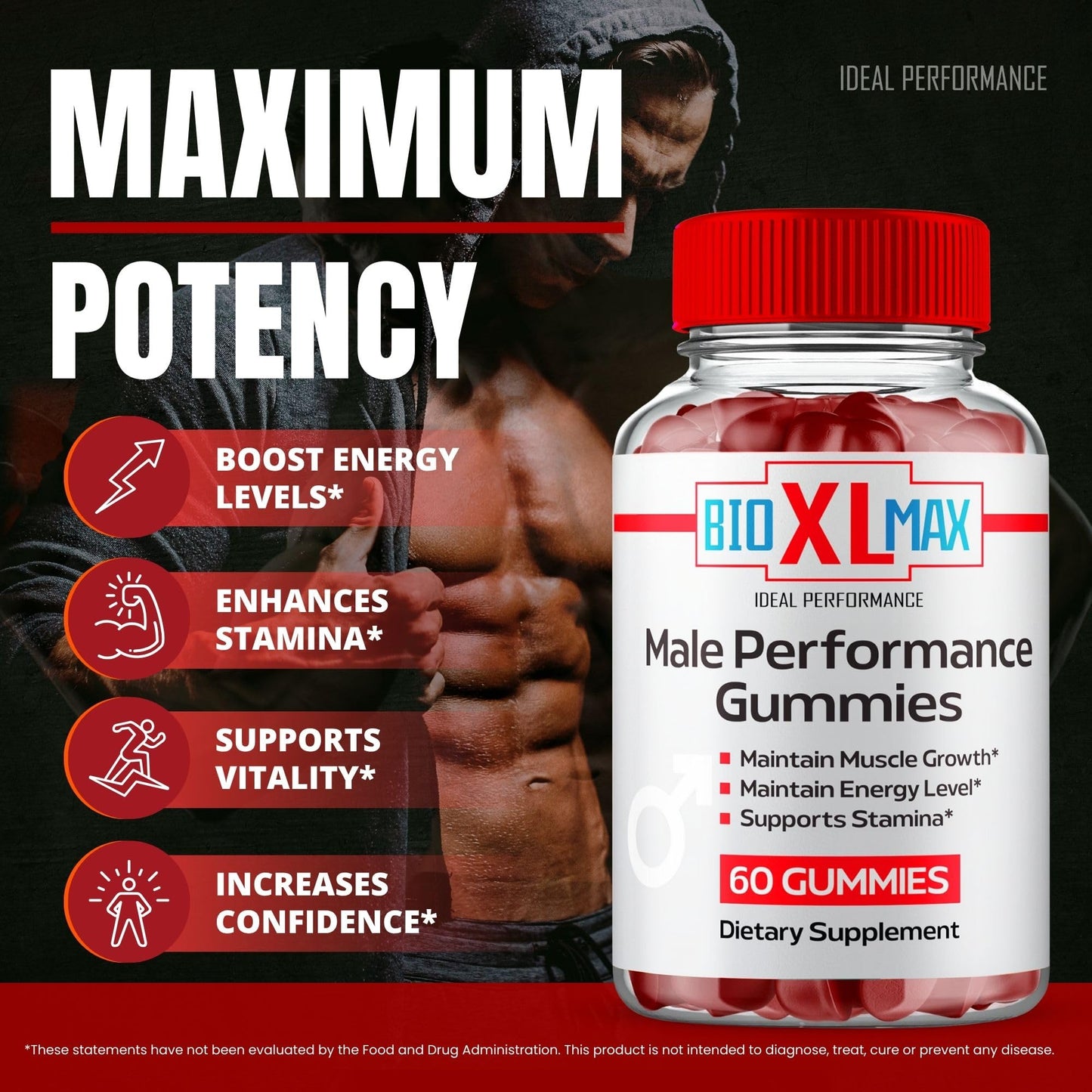 IDEAL PERFORMANCE Bio XL Max Gummies, 120 Count