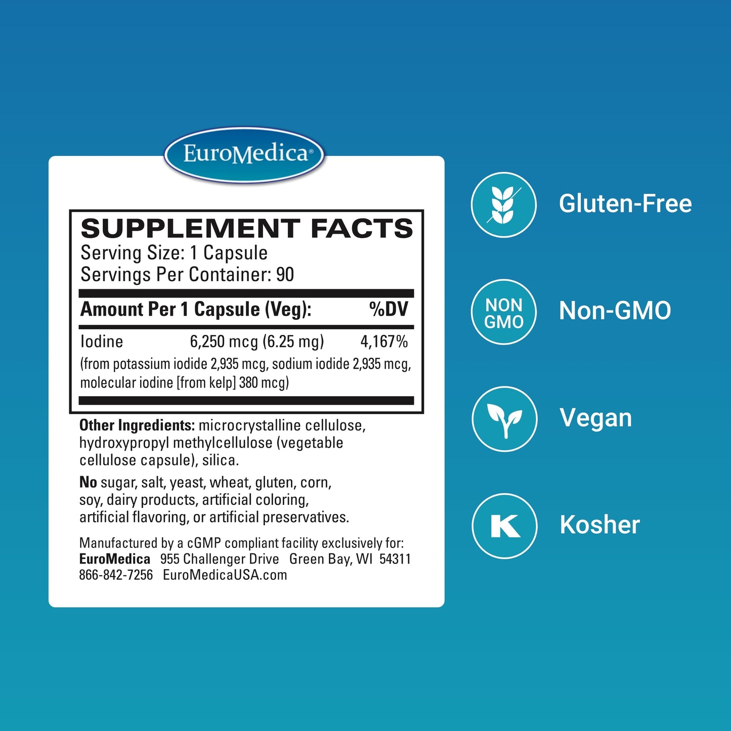 EuroMedica Tri-Iodine 6.25 mg Capsules 90 Count