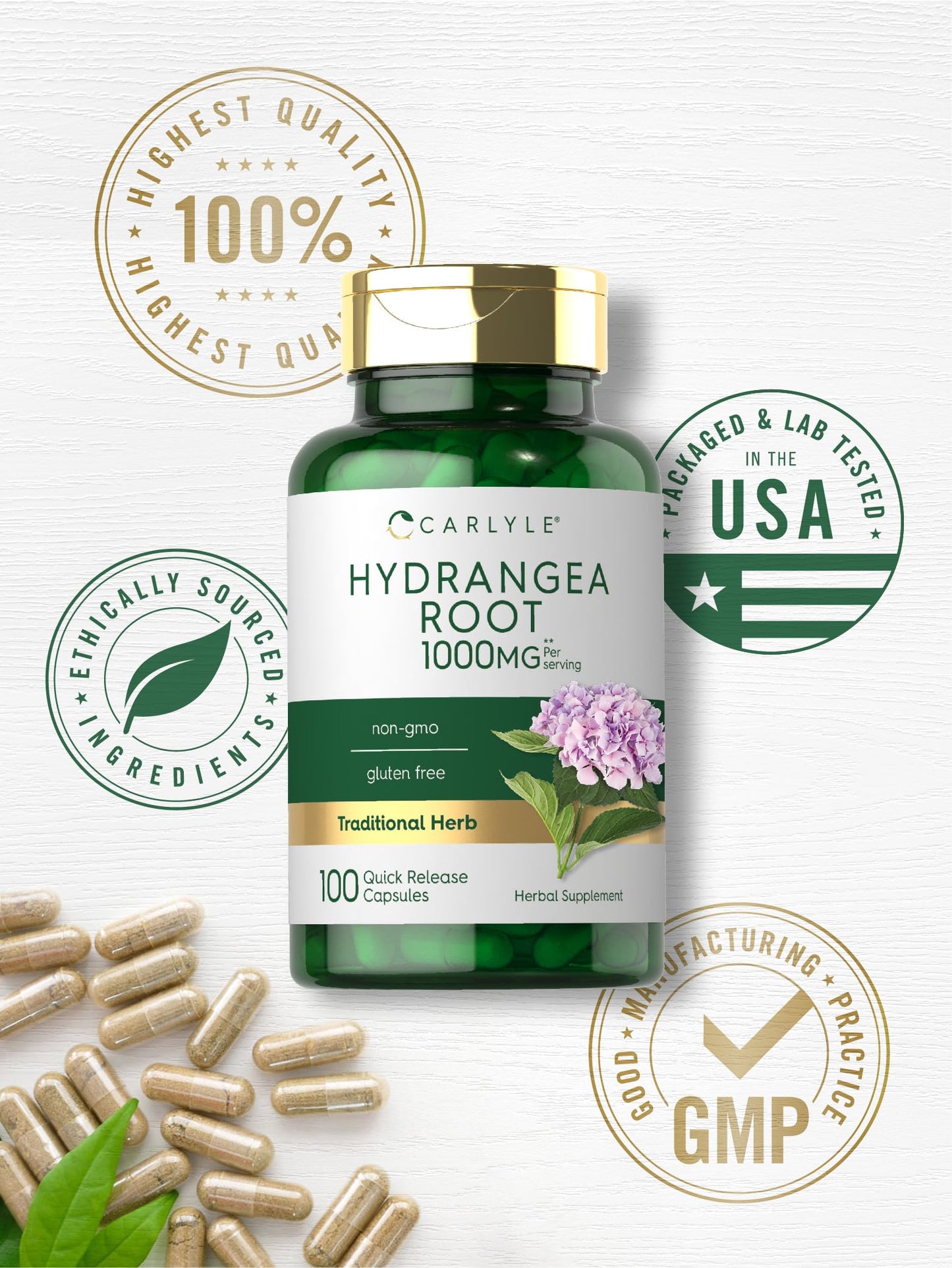 Carlyle Hydrangea Root Capsules 100 Count