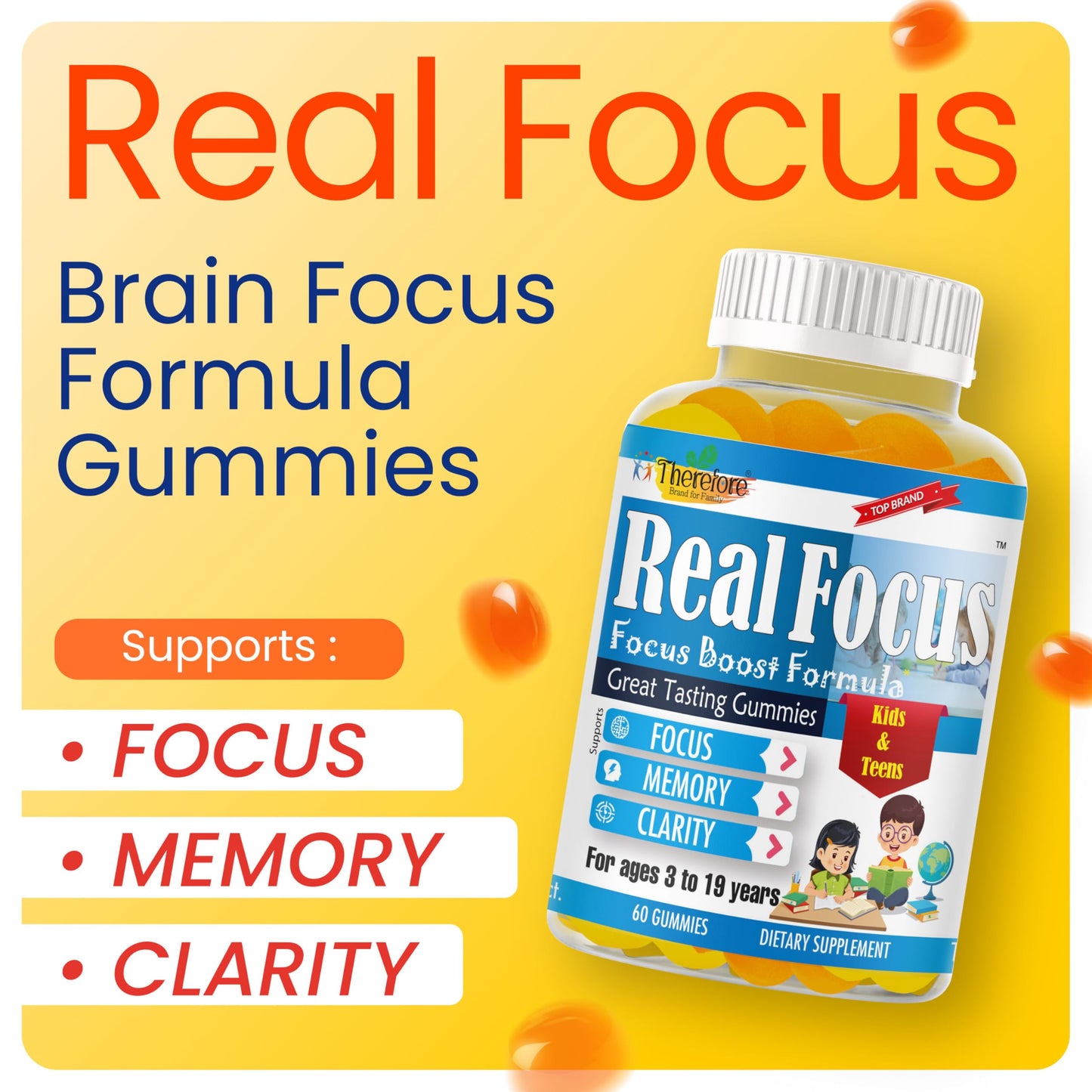 Therefore Real Focus Gummies for Kids & Teens, 60 Gummies