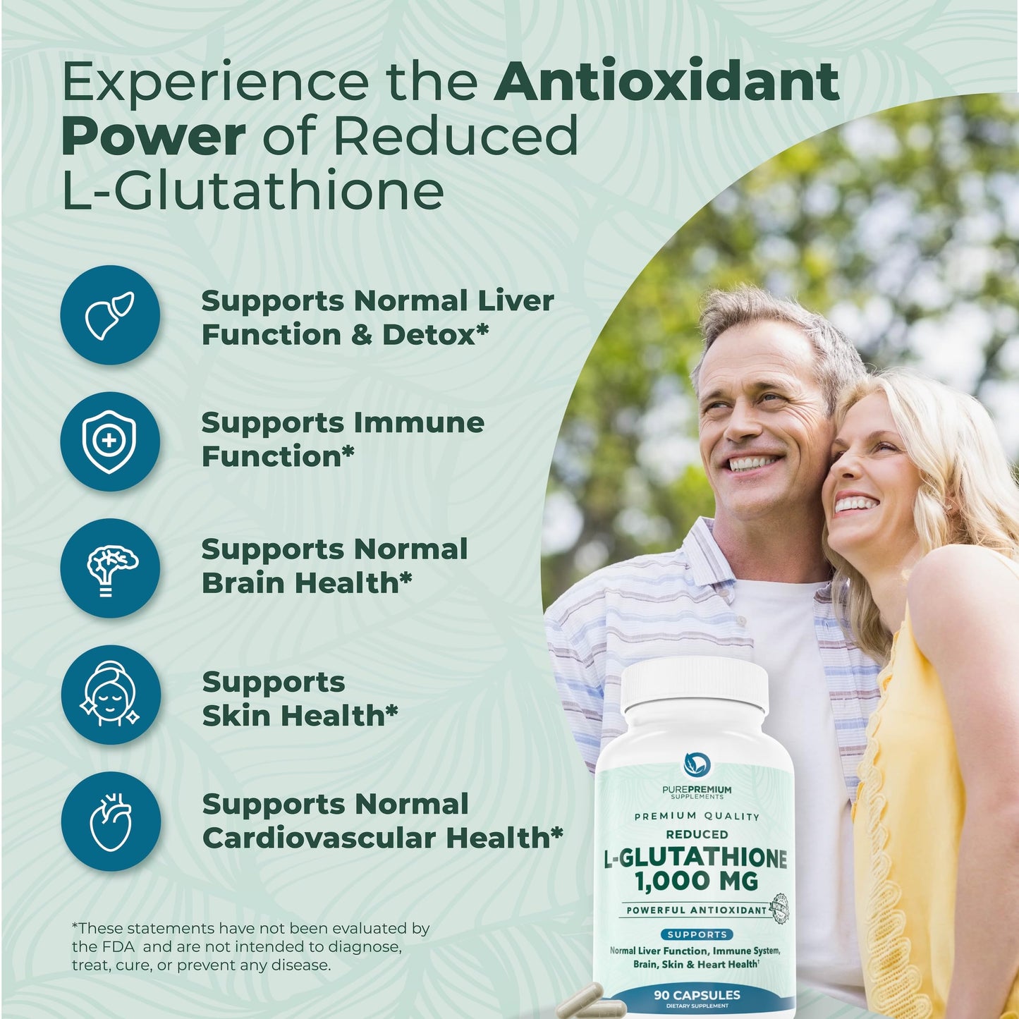 PurePremium Supplements Reduced Glutathione 500mg Per Capsule, 180 Capsules
