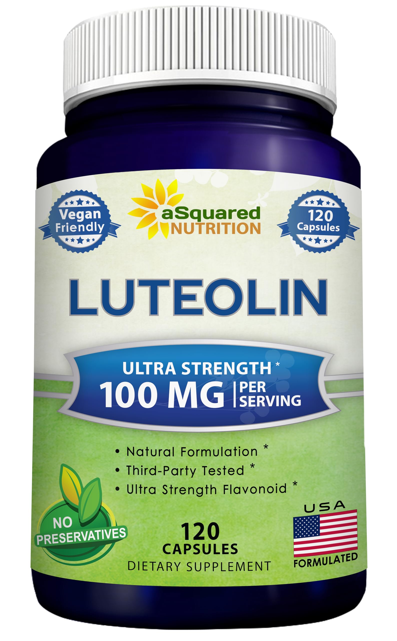 aSquared Nutrition Luteolin 100mg Capsules, 120 Count