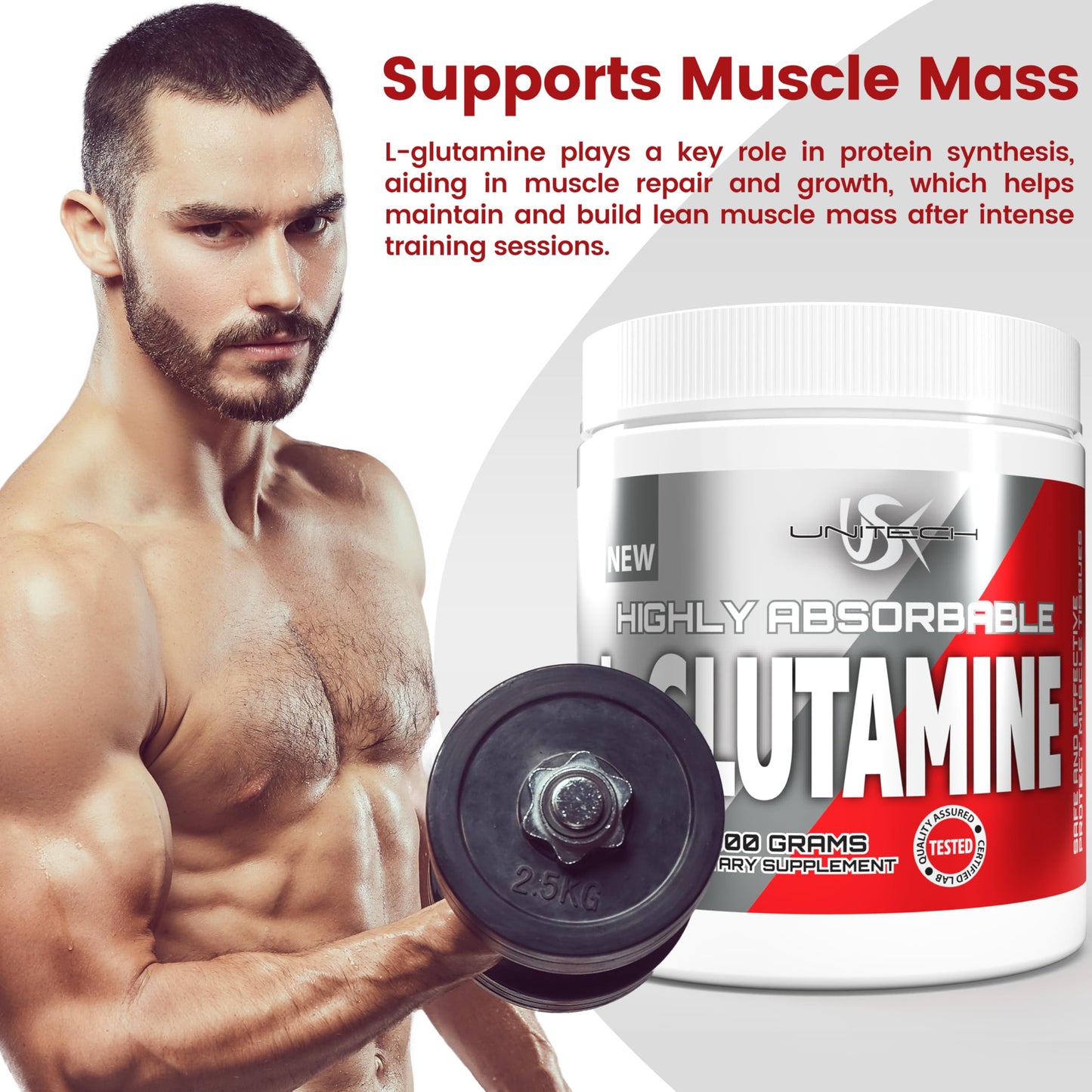 USK L-Glutamine Powder, 10.58 Ounce