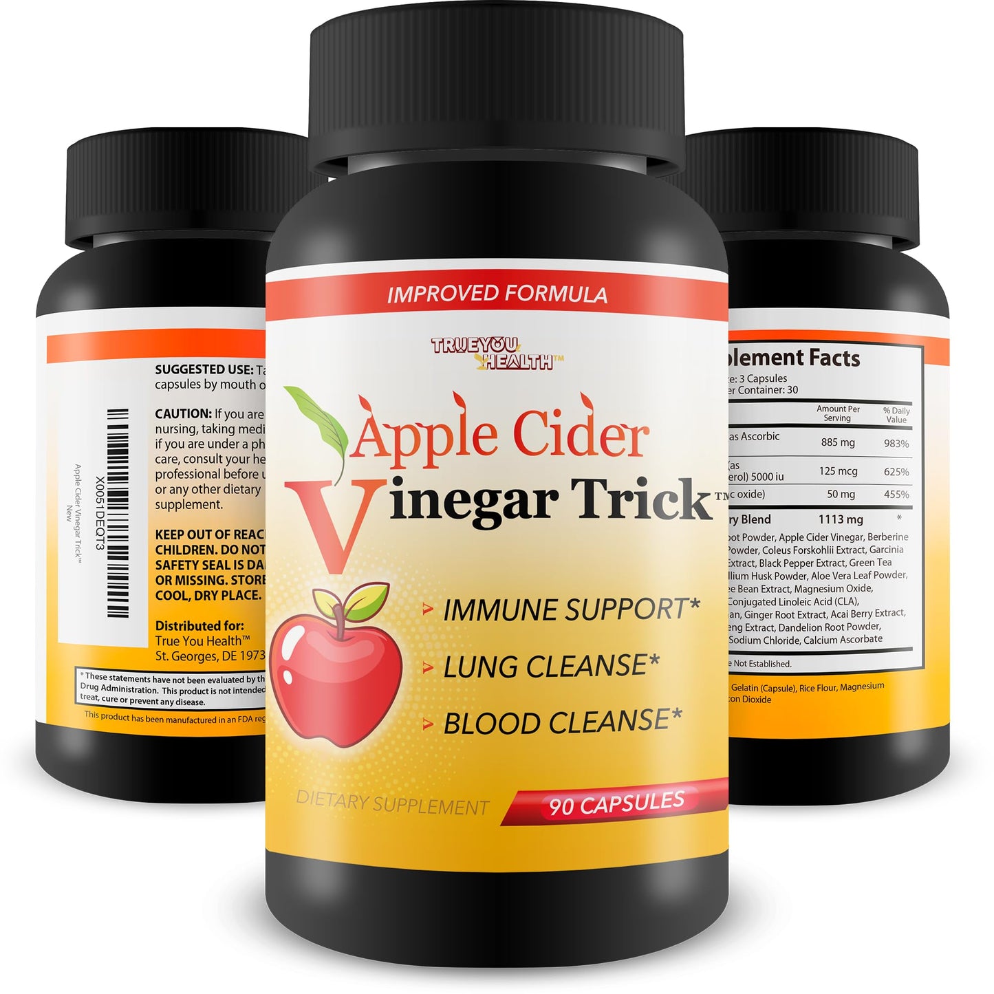 True You Health Apple Cider Vinegar Trick Capsules 90 Count