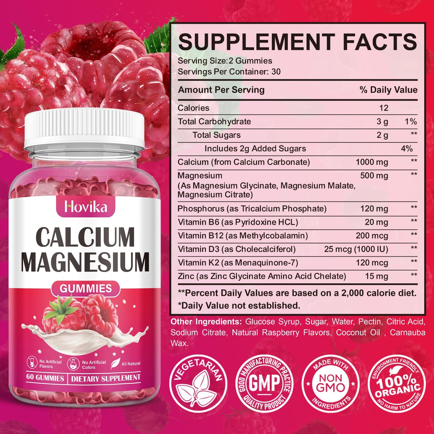 Hovika Calcium Magnesium Zinc Gummies 120 Gummies