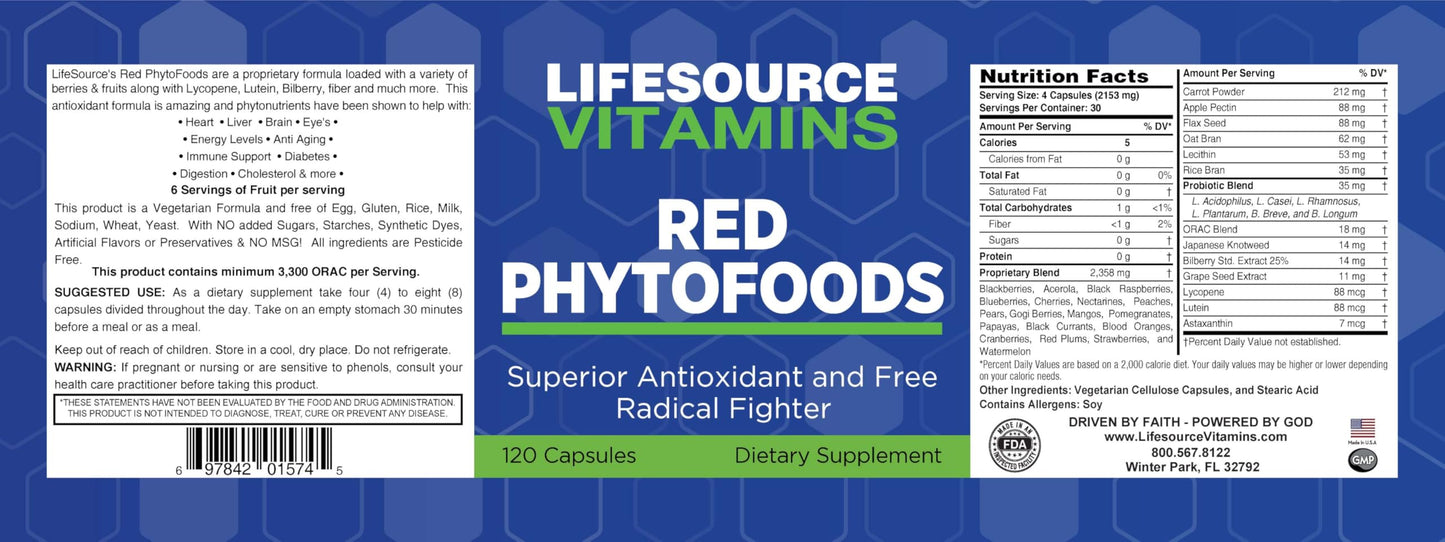LifeSourceVitamins Red Phyto Foods Capsule 120 Count
