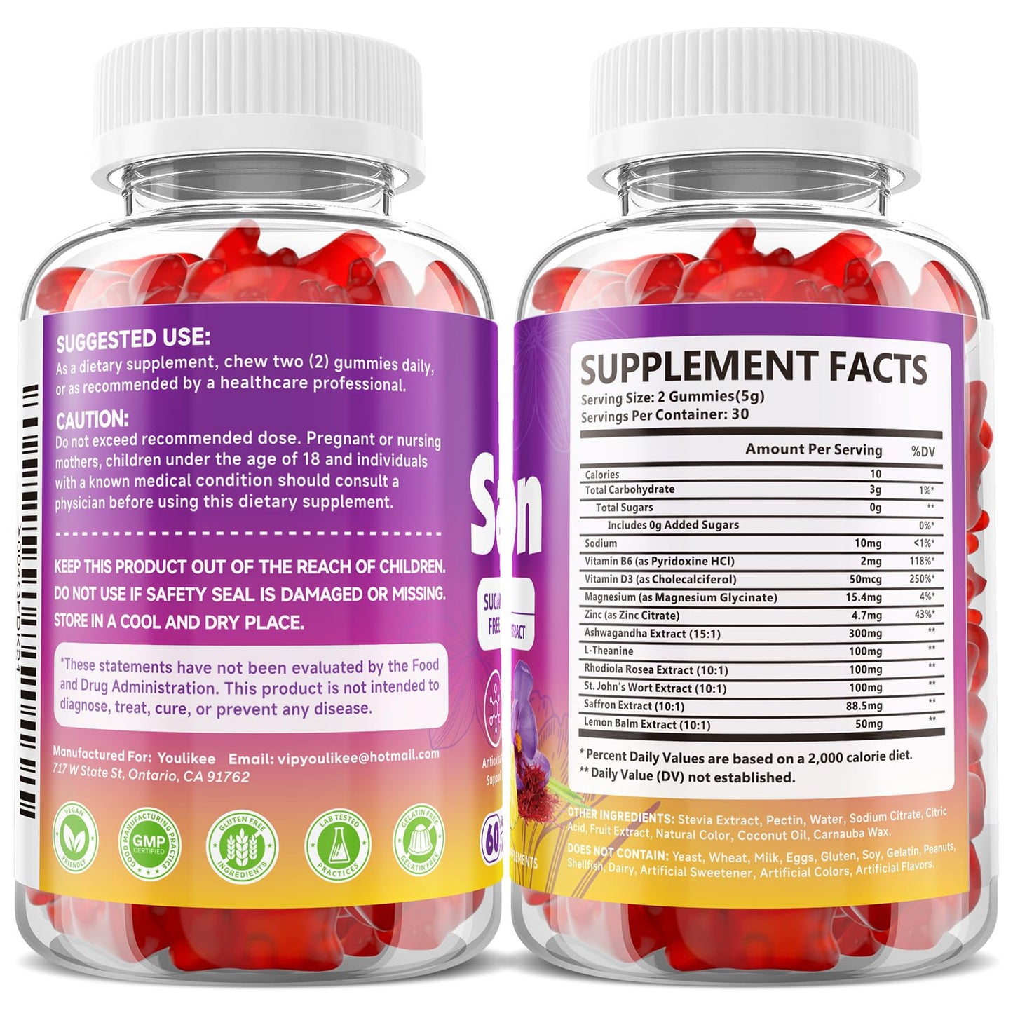 Youlikee Saffron Gummies 120 Count