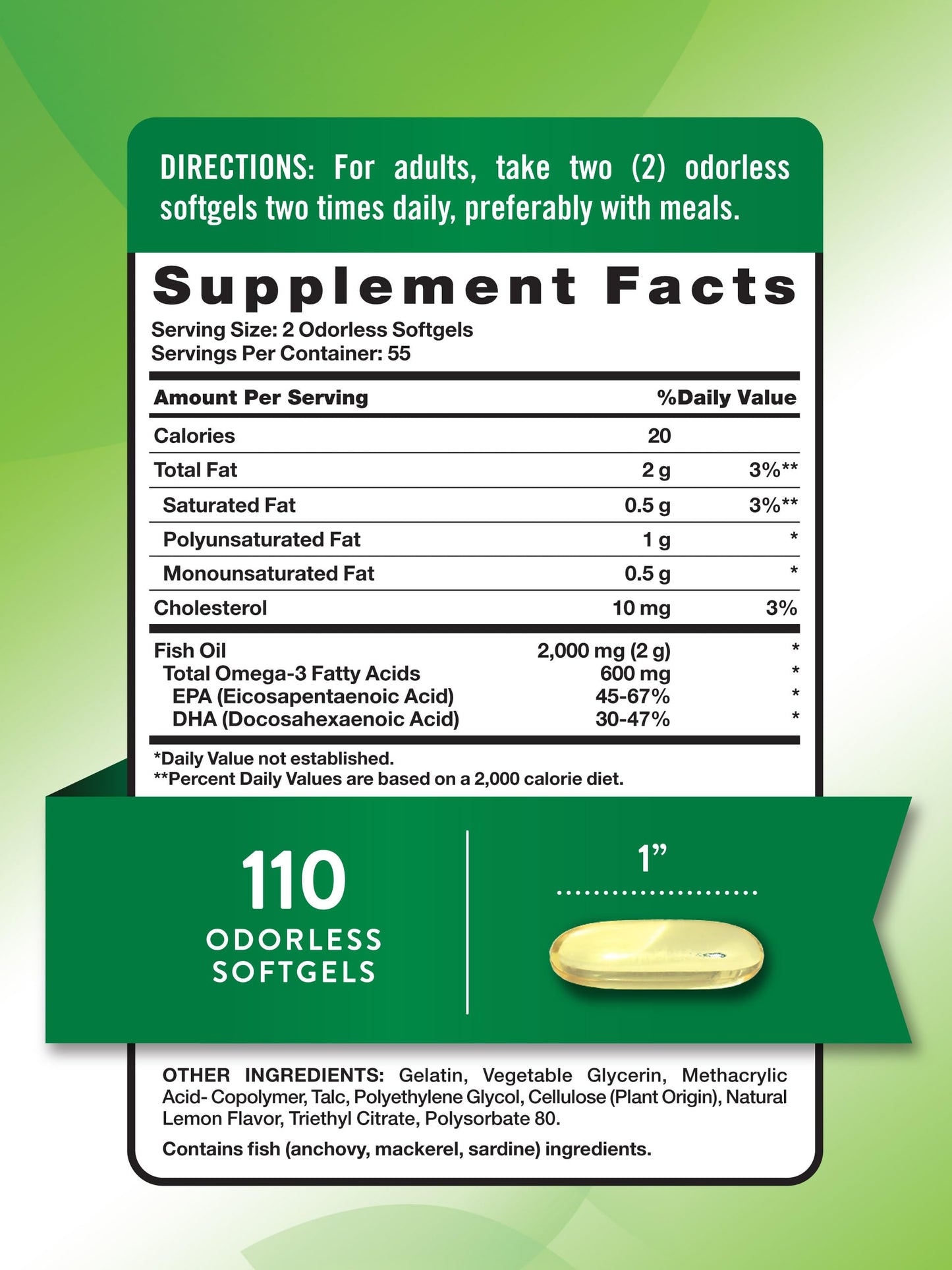 Nature's Truth Fish Oil 2000mg Softgels 110 Count