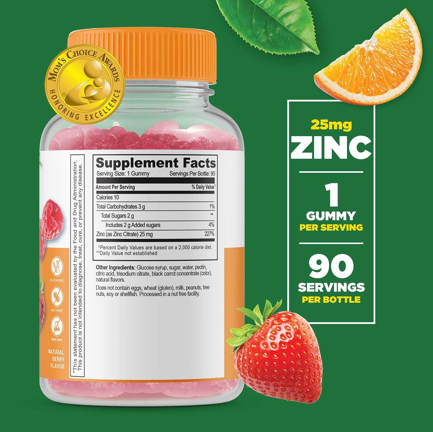 Lifeable Zinc 25mg + Vitamin C for Kids, Gummies, 180 Count