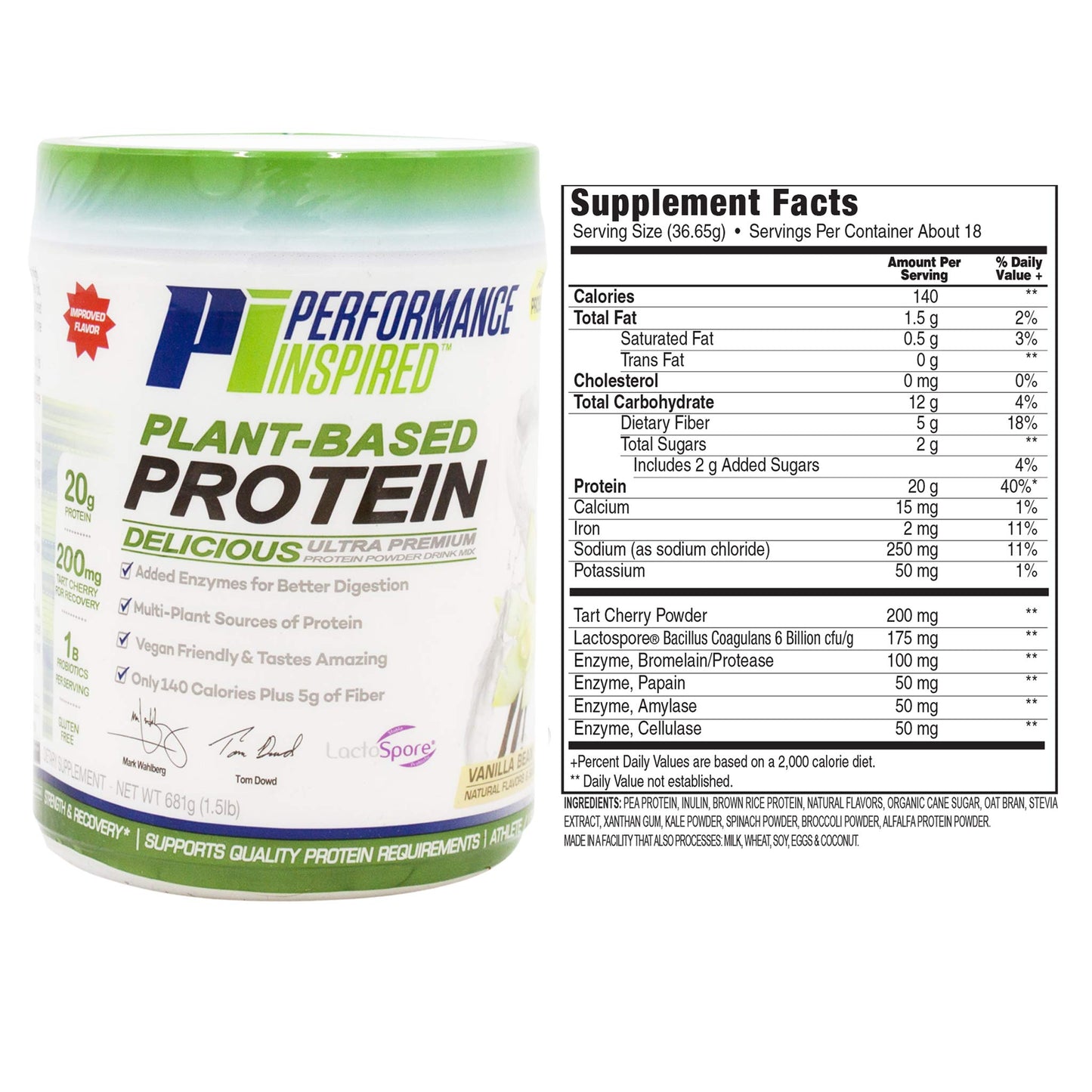 Performance Inspired Plant-Based Protein Powder Vanilla Bean 24 Servings