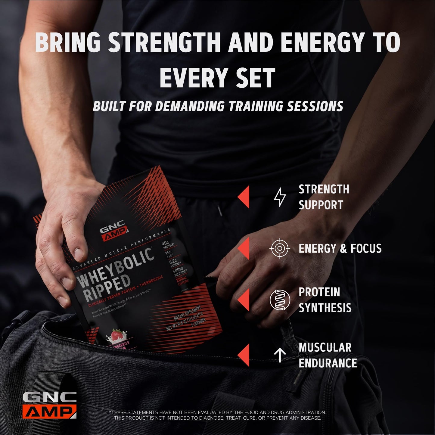 GNC AMP Wheybolic Ripped Protein Powder, Strawberries and Cream, 9 Servings