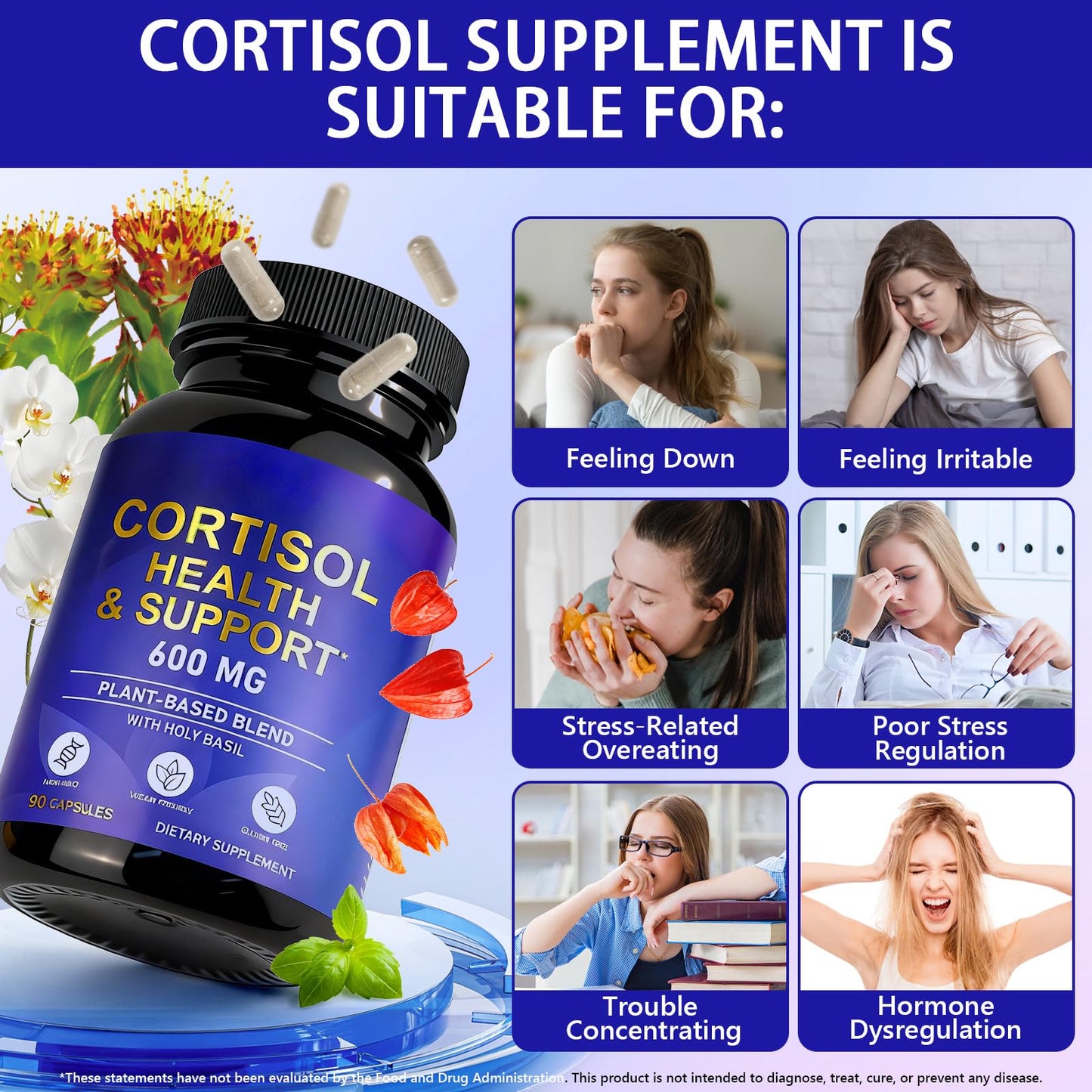 ZXJQLOS Cortisol Balance Supplement for Women 90 Capsules
