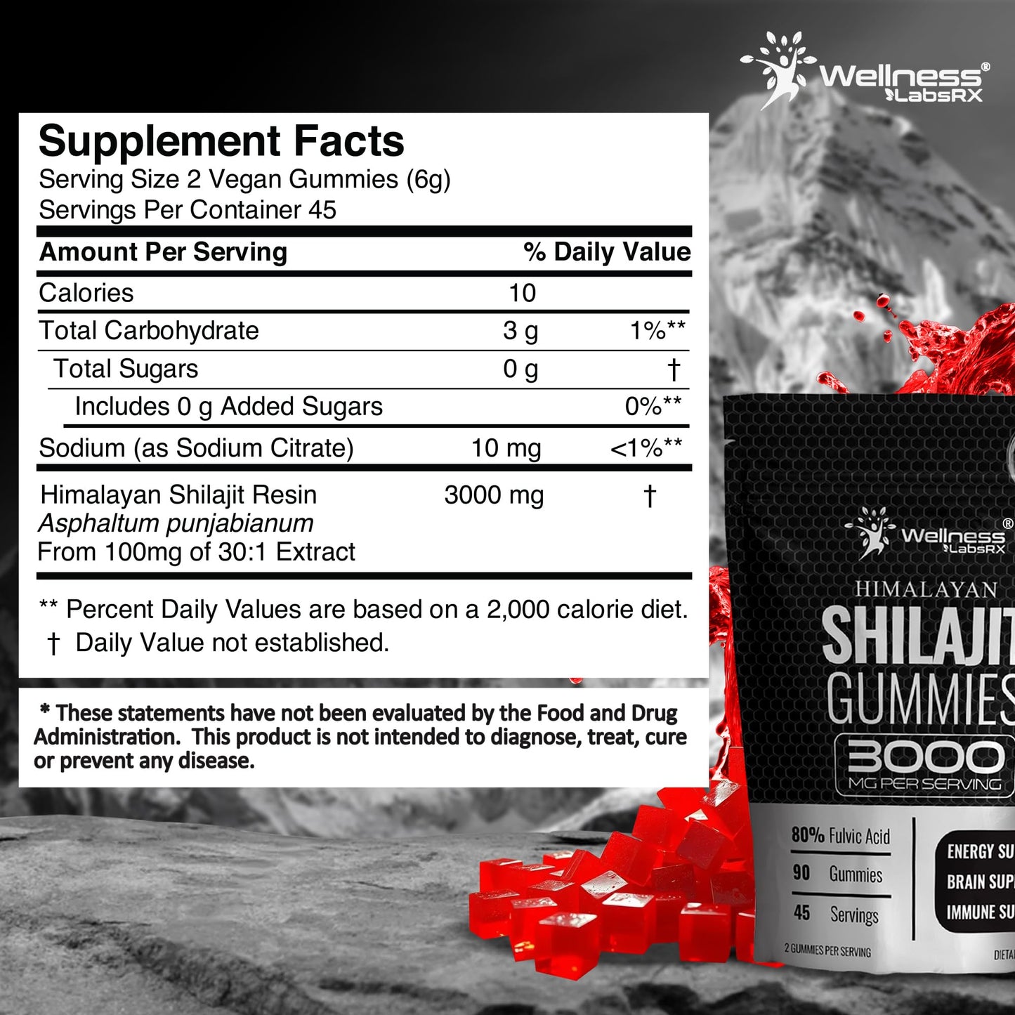 WELLNESS LABSRX Shilajit Gummies Gummy 90 Count