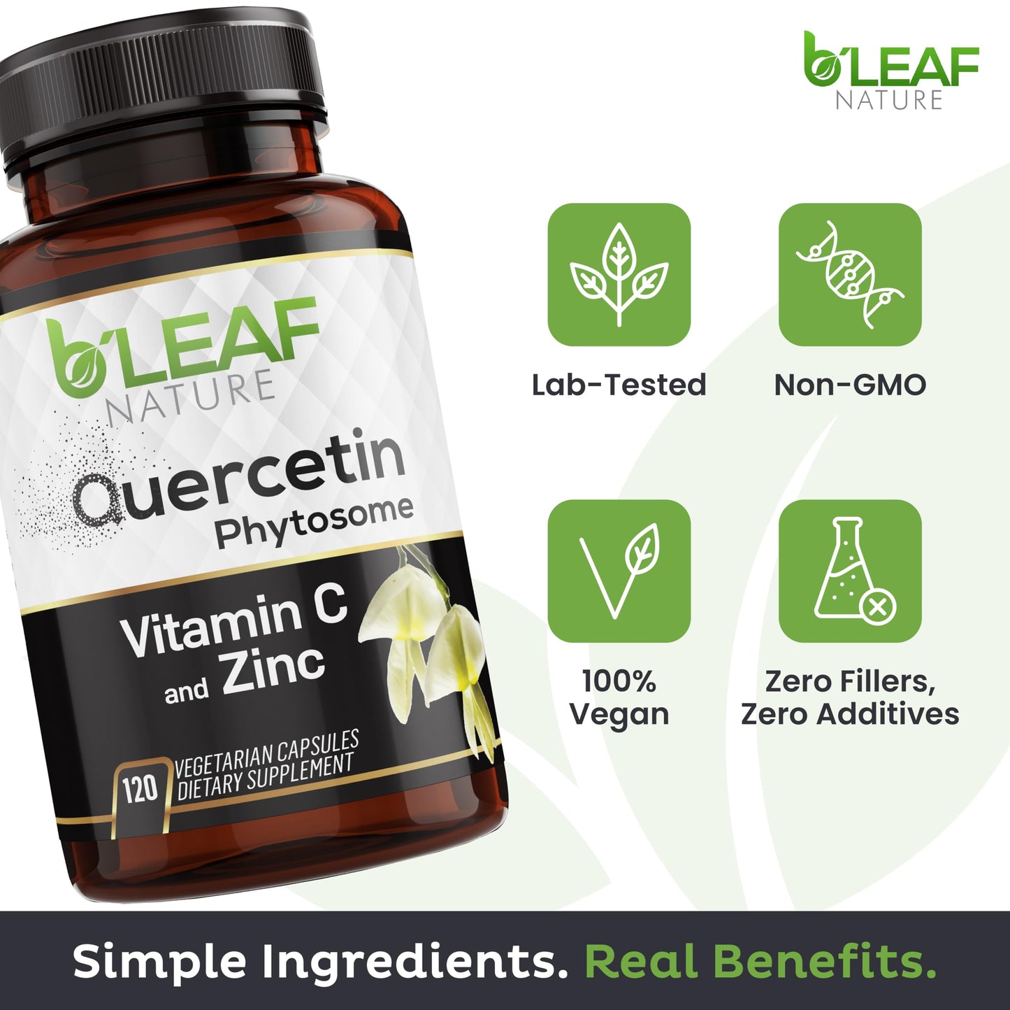 B'LEAF NATURE Quercetin Phytosome Capsules 120 Count