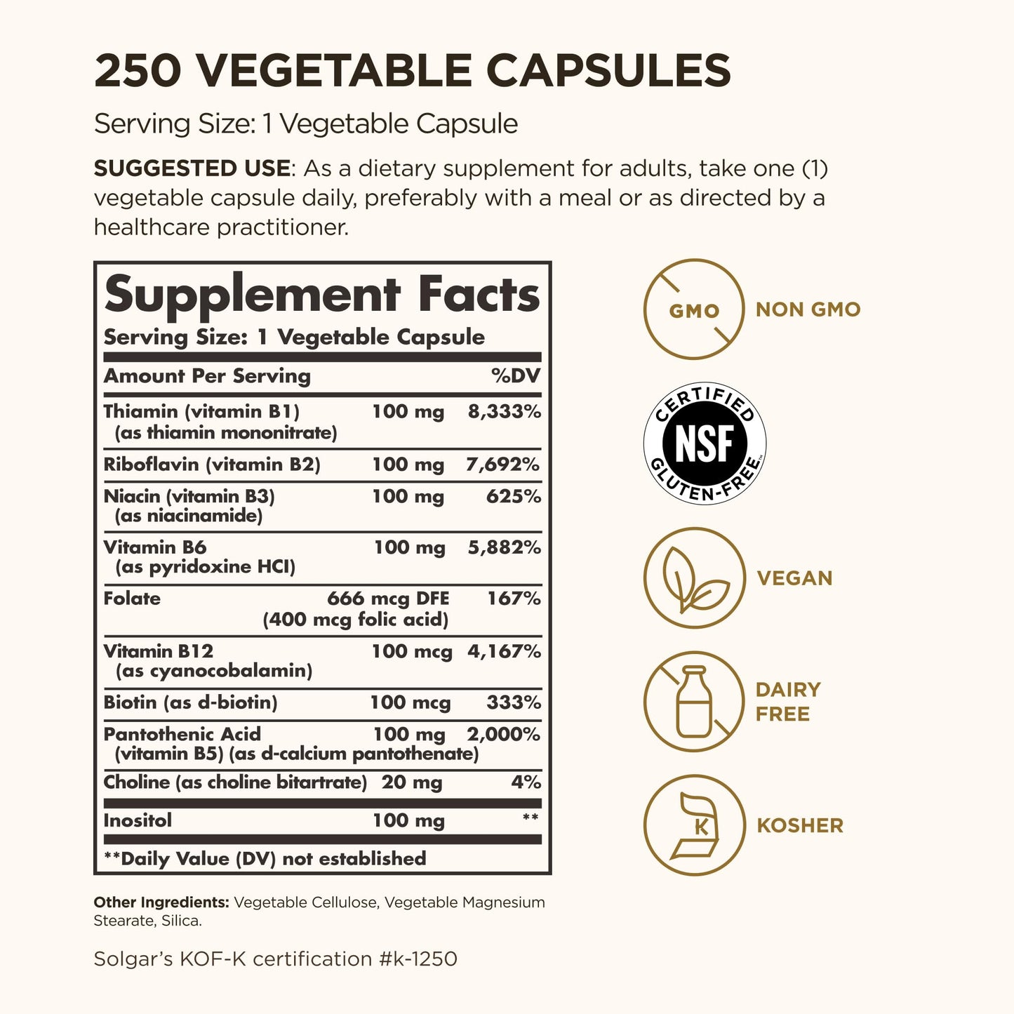 Solgar B-Complex 100 Capsules, 500 Count