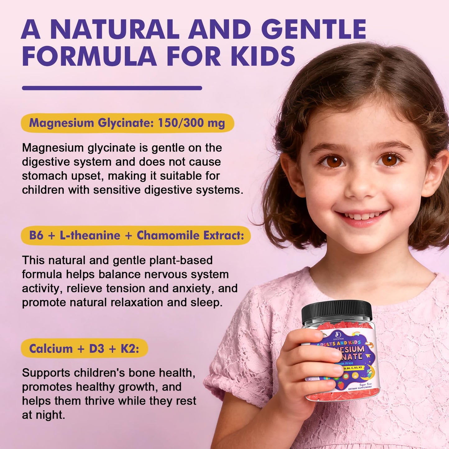 LUCNVEM Magnesium Glycinate Gummies 60 Count