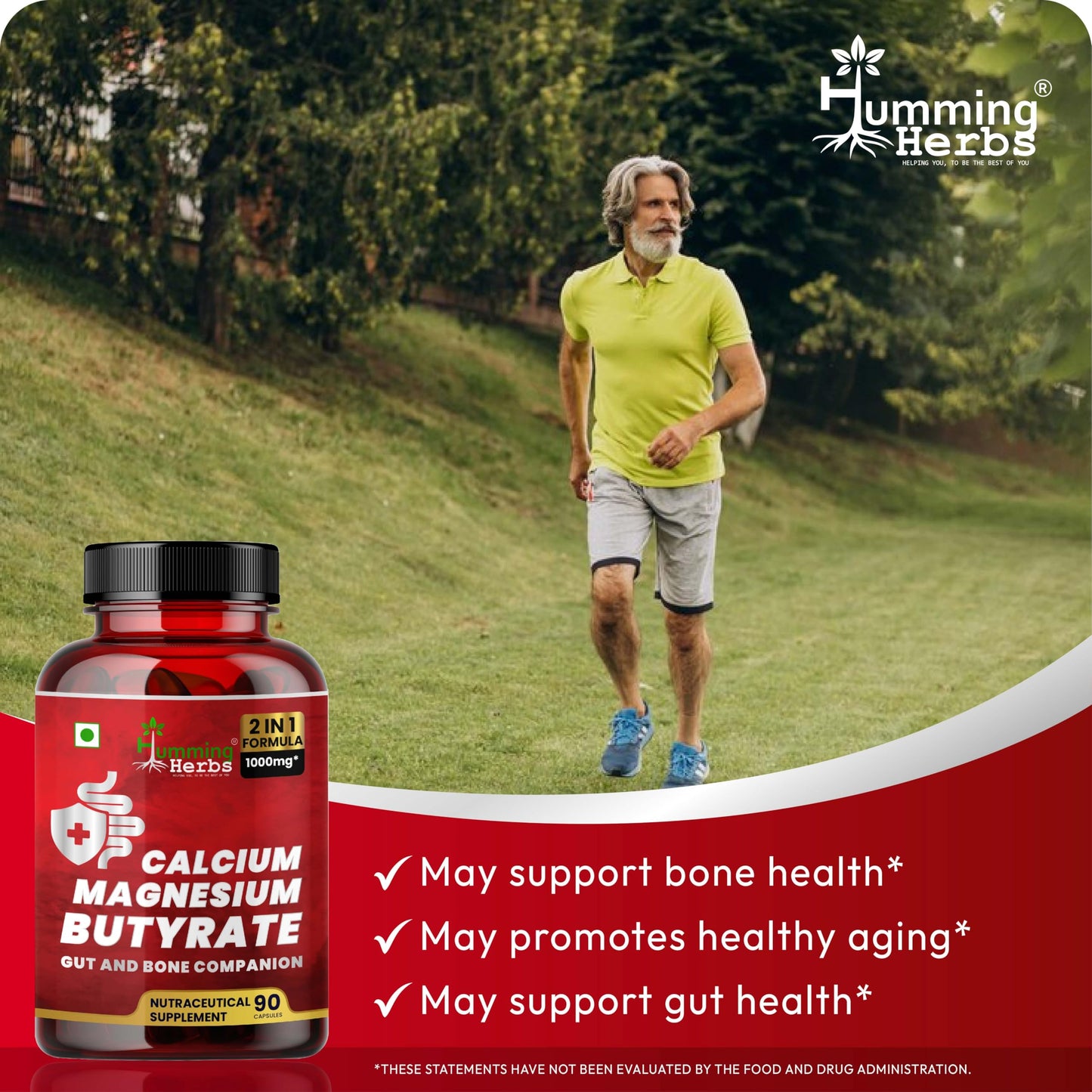 Humming Herbs Calcium Magnesium Butyrate Capsules, 90 Count