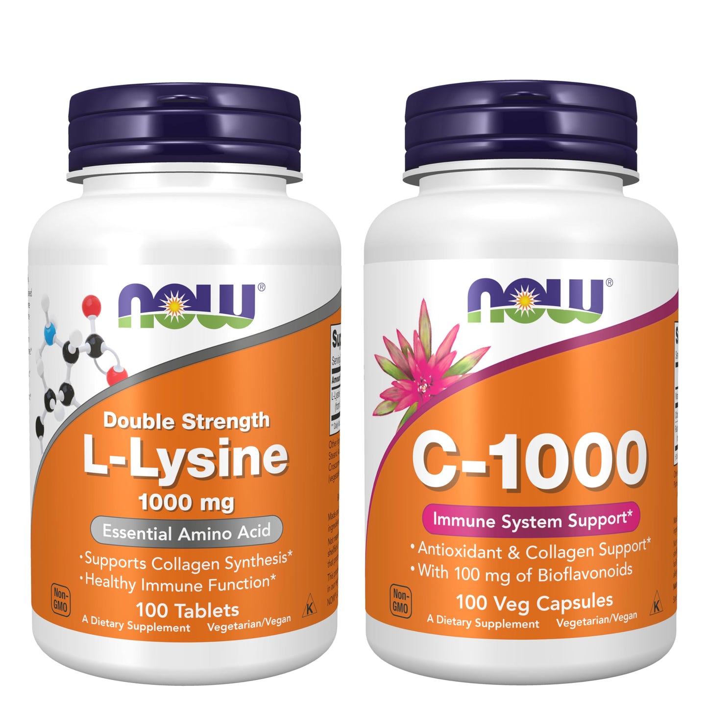 NOW Foods L-Lysine + Vitamin C Capsules 200 Count