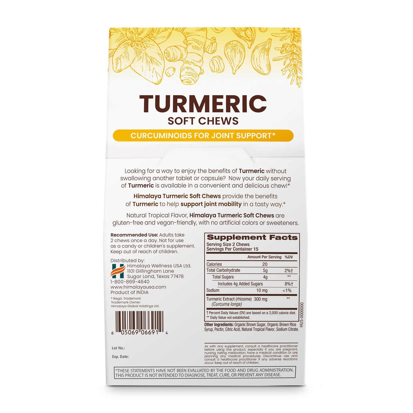 Himalaya Turmeric Chews with Curcumin for Healthy Joint Support and Optimum Flexibility & Mobility, 300 mg Extracts per Serving, 30 Chews