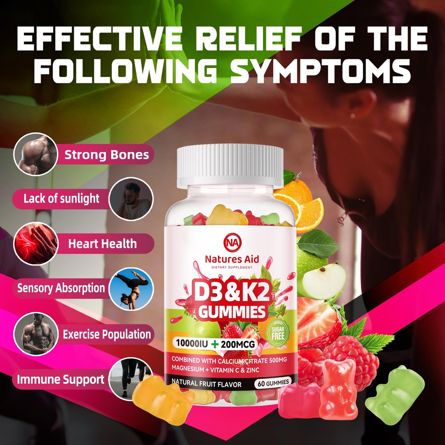Natures aid Vitamin D3 and K2 Gummies 120
