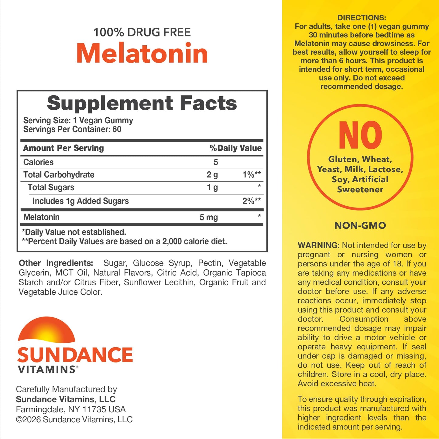 Sundance Melatonin Gummies 5mg Gummy, 60 Count