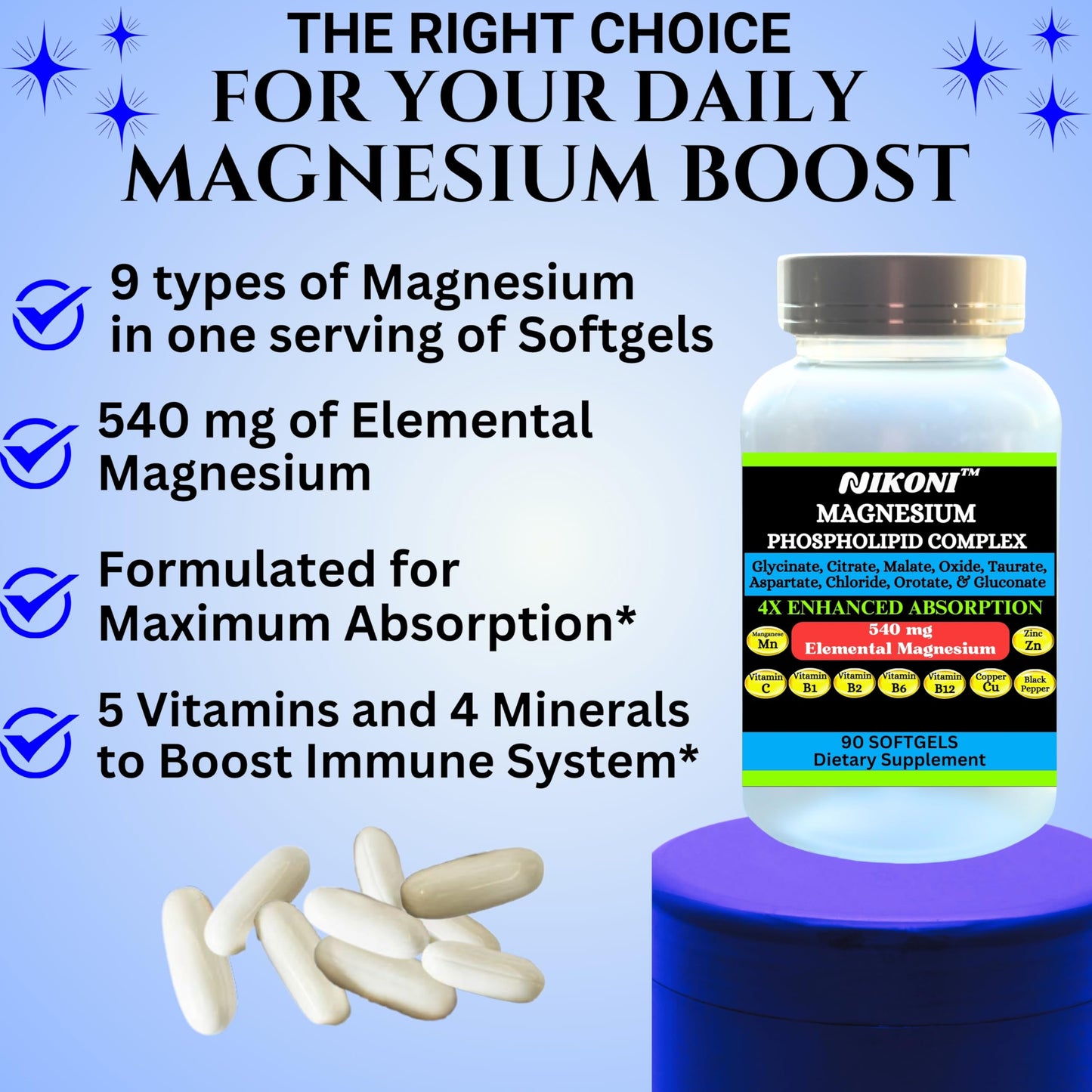 Nikoni Phospholipid Magnesium Complex 2500mg Softgels 360