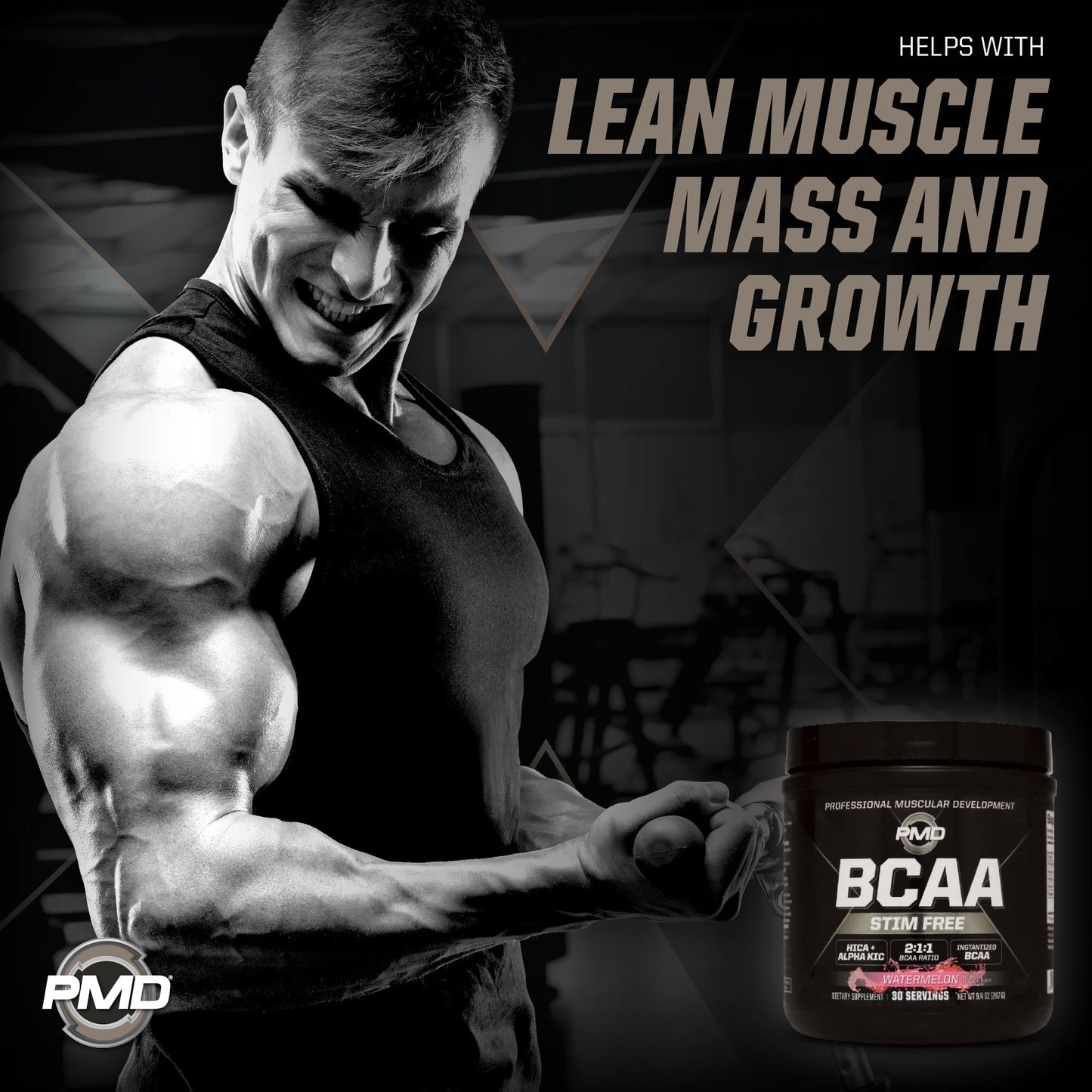 PMD Sports BCAA Stim-Free Amino Acids Watermelon Flavor Powder 9.2 Ounce