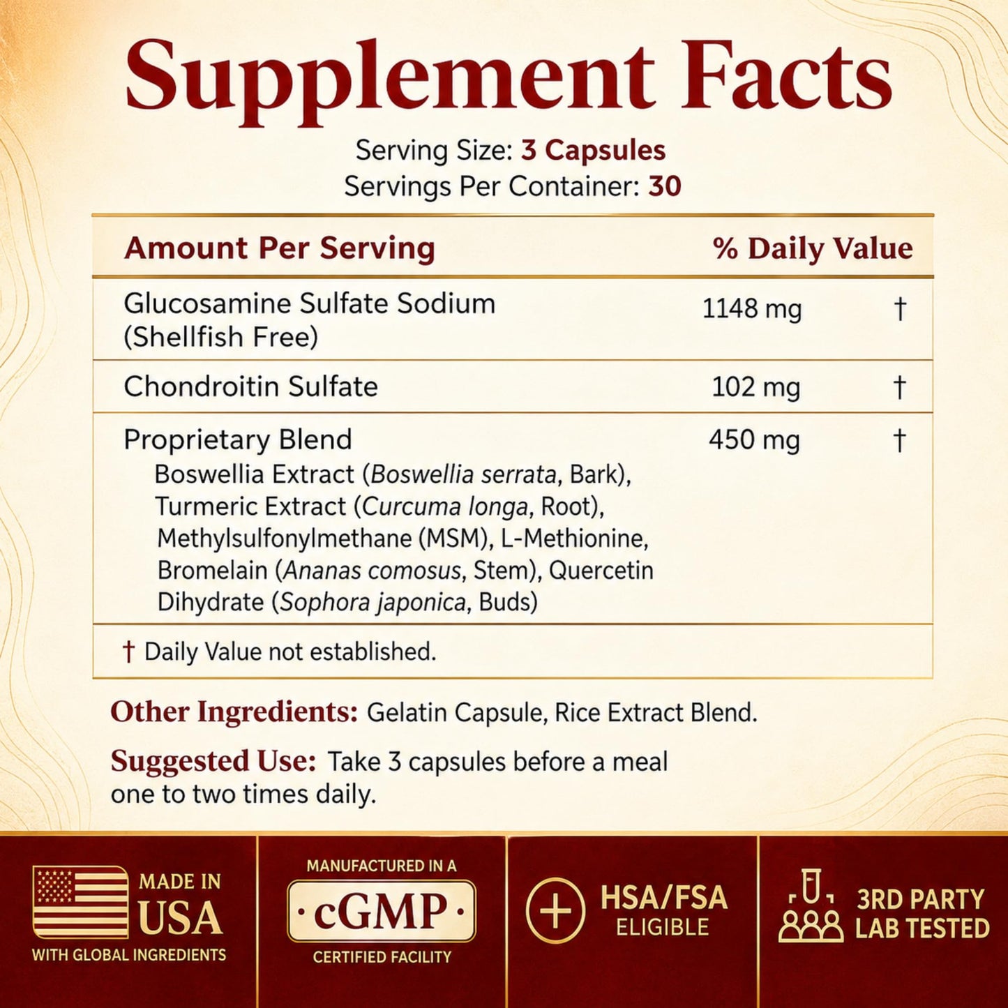 Bernard Jensen's Glucosamine Chondroitin MSM Joint Support Capsules, 90 Capsules