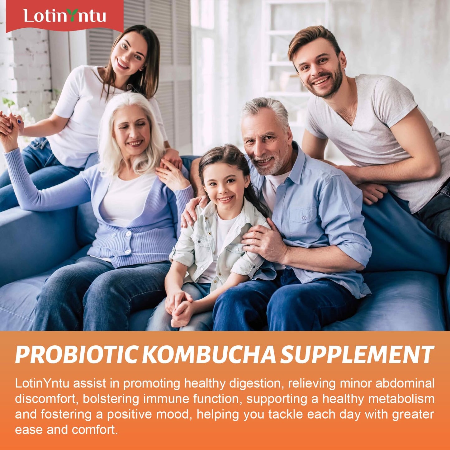 LotinYntu 6-in-1 Probiotic Kombucha Gummies, 120 Count