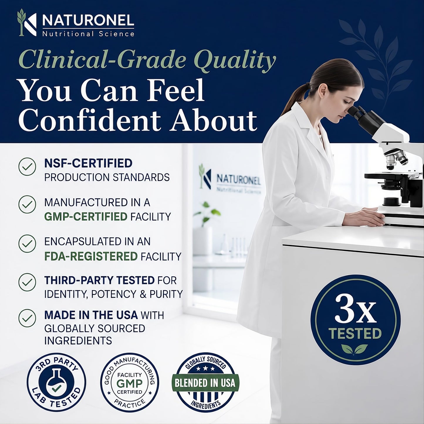 Naturonel Reacted Magnesium 500 mg Multi-Source Magnesium Complex Capsules, 60 Count