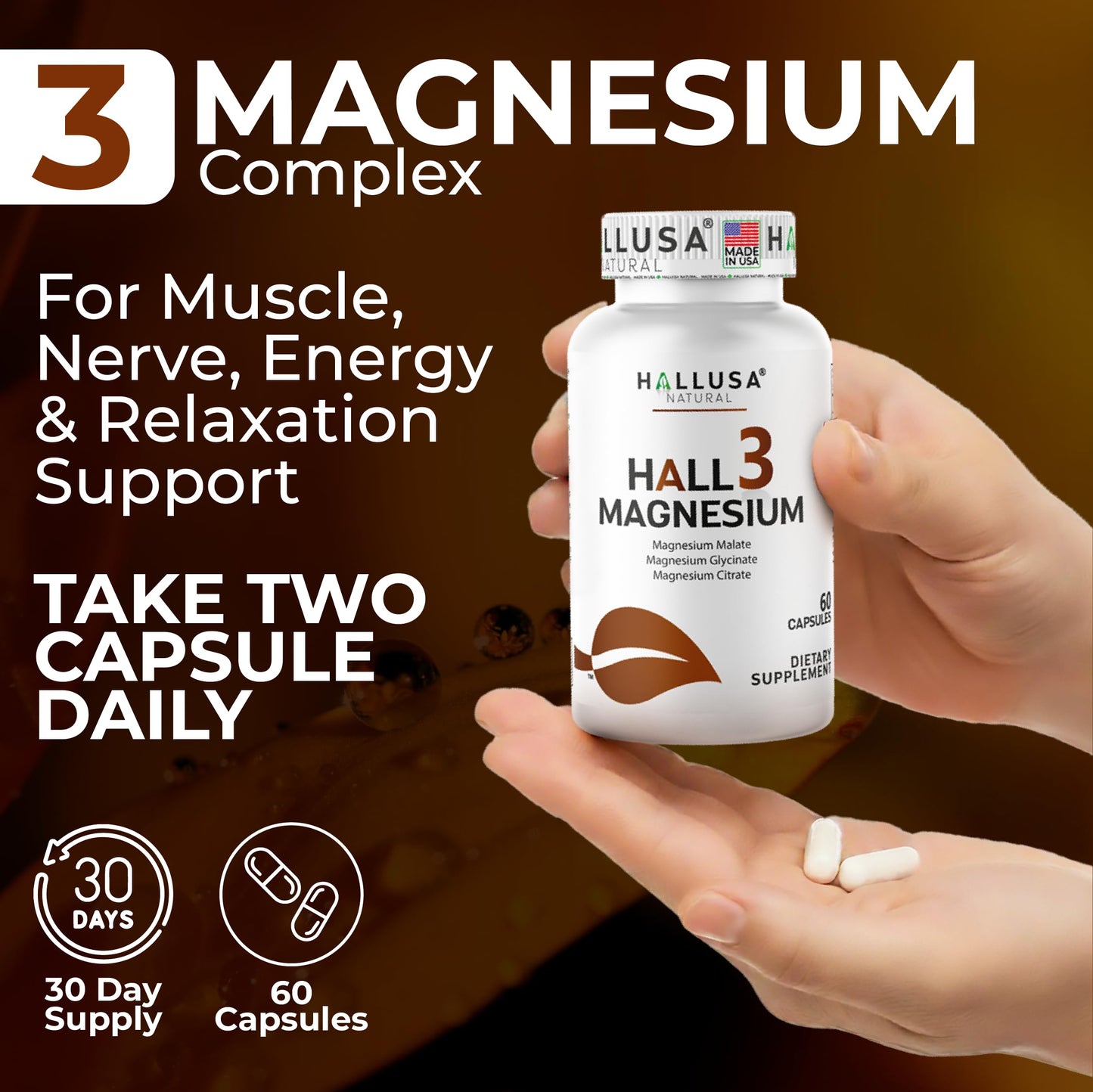 Hallusa Natural Magnesium Complex Capsule, 60 Count