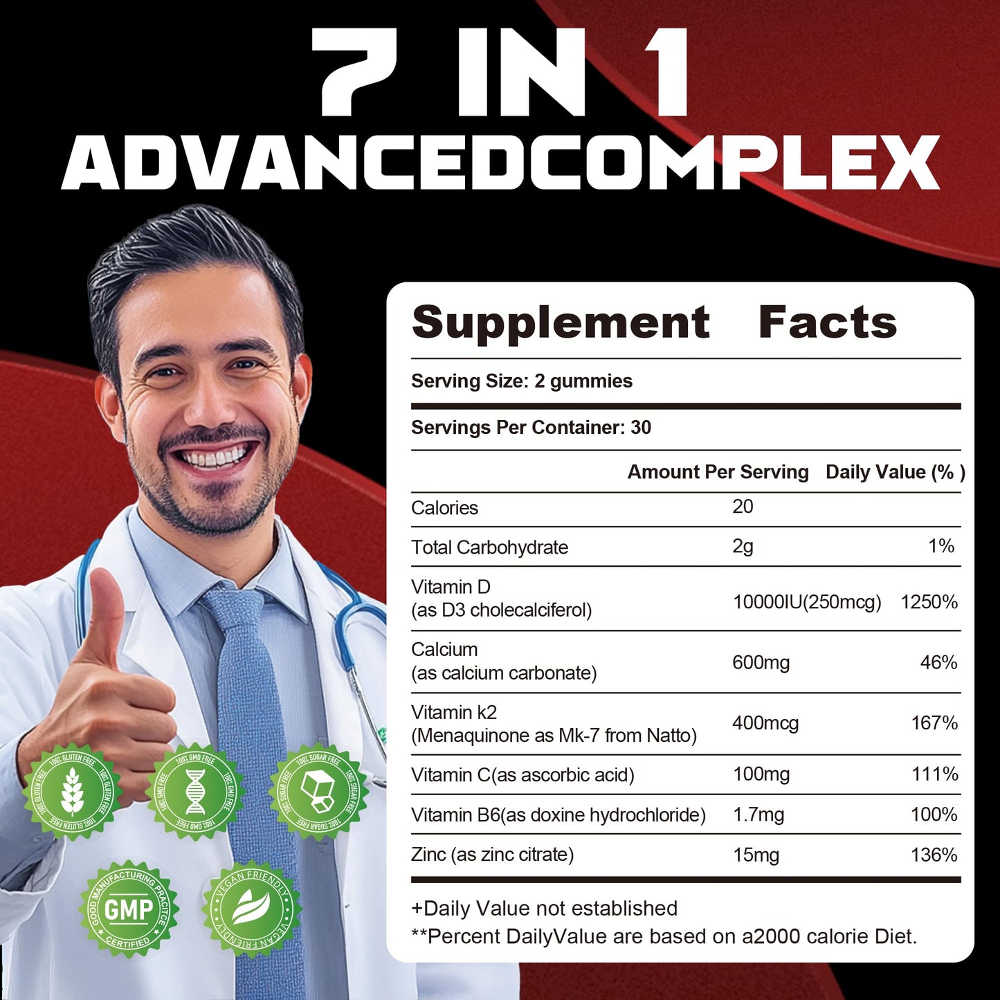 Wekannufod Sugar-Free Vitamin D3 K2 Gummies with Calcium, Magnesium Citrate, Vitamin C & K2 MK-7, Extra Strength Bone, Muscle, Teeth & Immune Support, Vegan, 120 Gummies
