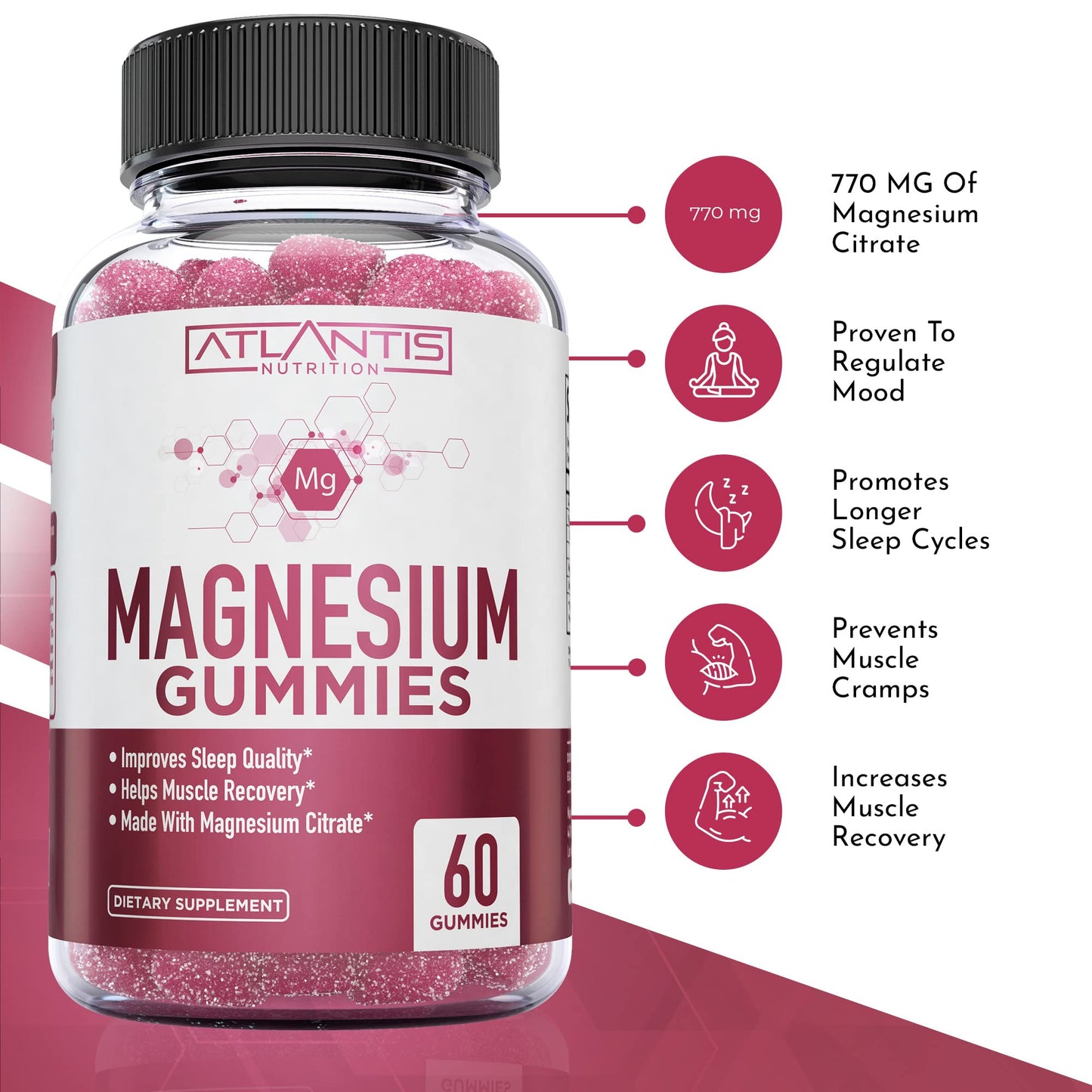 Atlantis Nutrition Magnesium & Ashwagandha Gummies, 60 Gummies