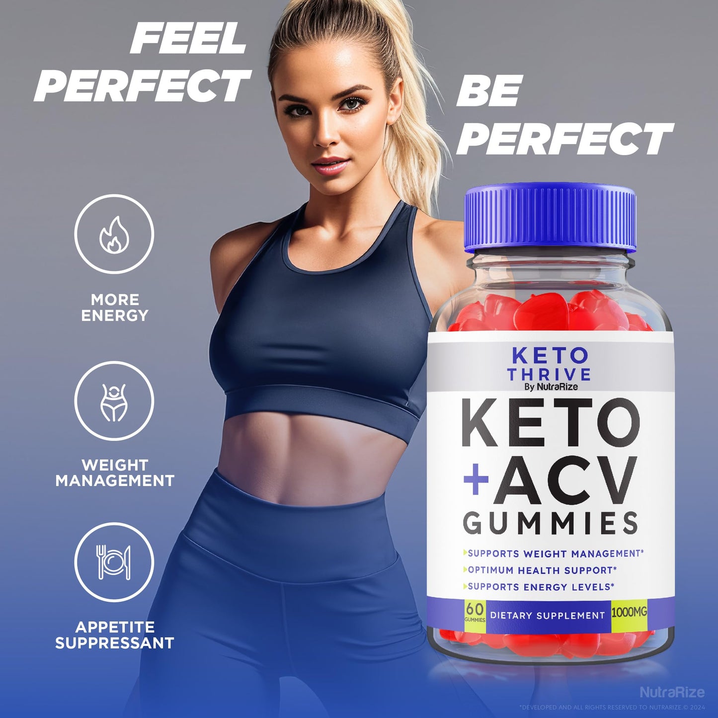 NutraRize Keto Thrive ACV Gummies 60 Count