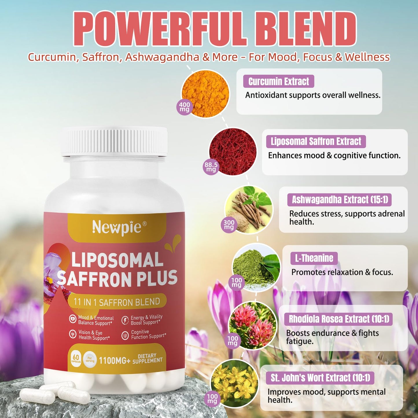 Newpie Saffron Extract Capsules, 60 Count