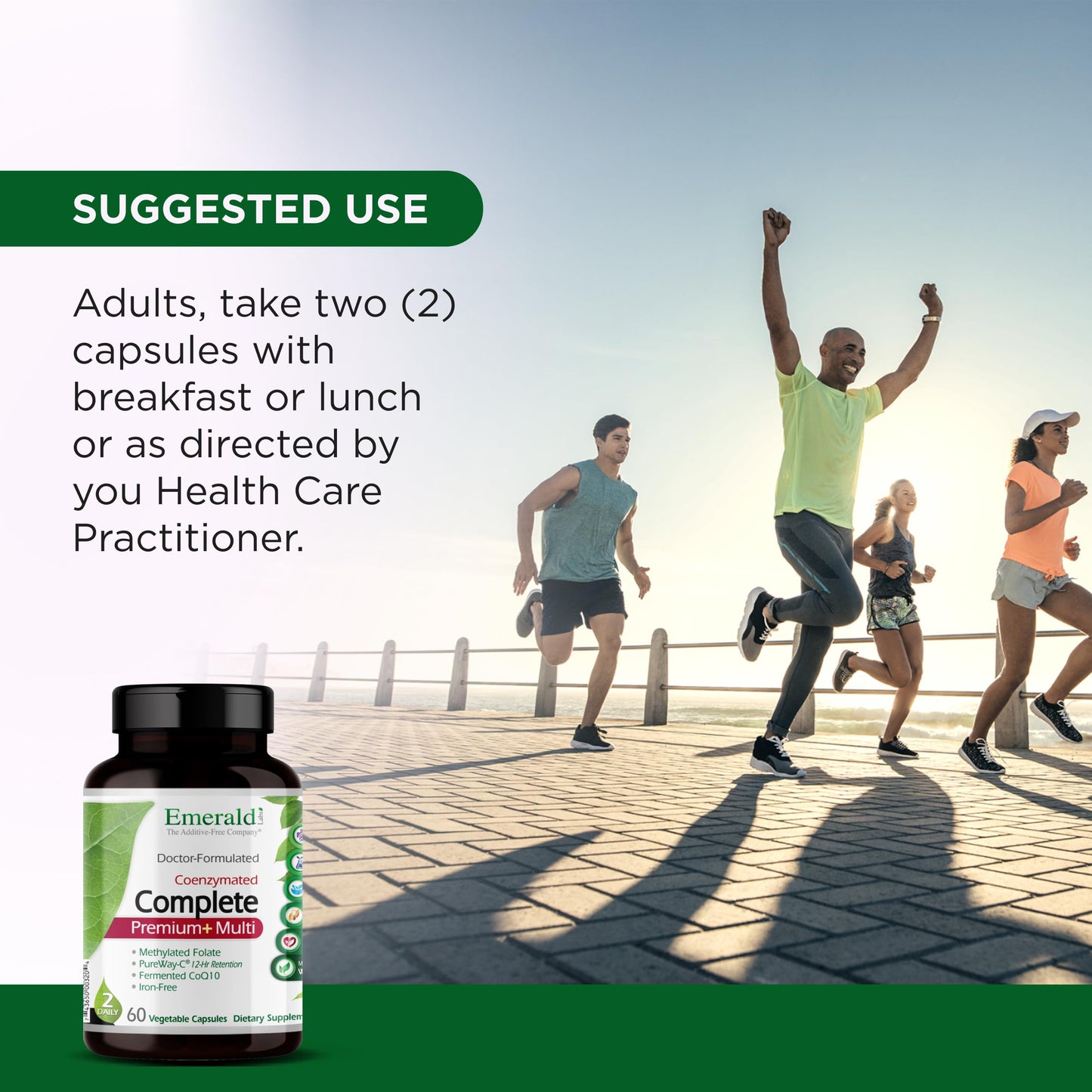 Emerald Labs Complete Premium Multi - Multivitamin for Digestive & Immune Support with Vitamin C as PureWay-C, B Vitamin Complex, Albion Chelated Zinc & More - 60 Capsules