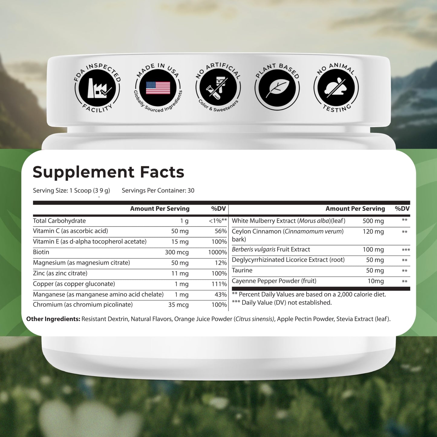 NATURES BLAST Gluco-Powder with White Mulberry Extract & Ceylon Cinnamon - Organic Metabolic Wellness Blend for Energy & Vitality, Powder, 4.09 Ounce (Pack of 1)