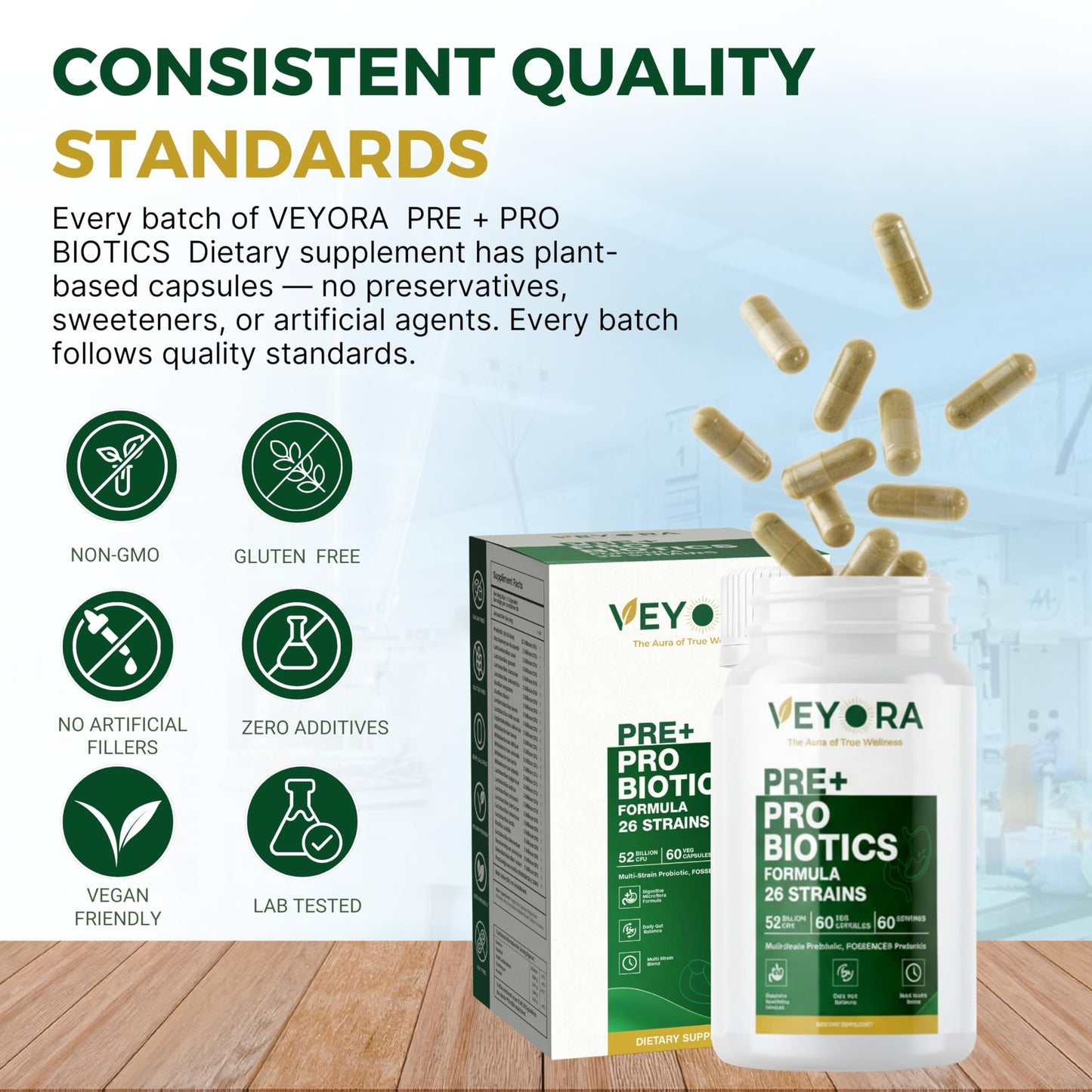 VEYORA Pre + Probiotic Capsules 60 Capsules