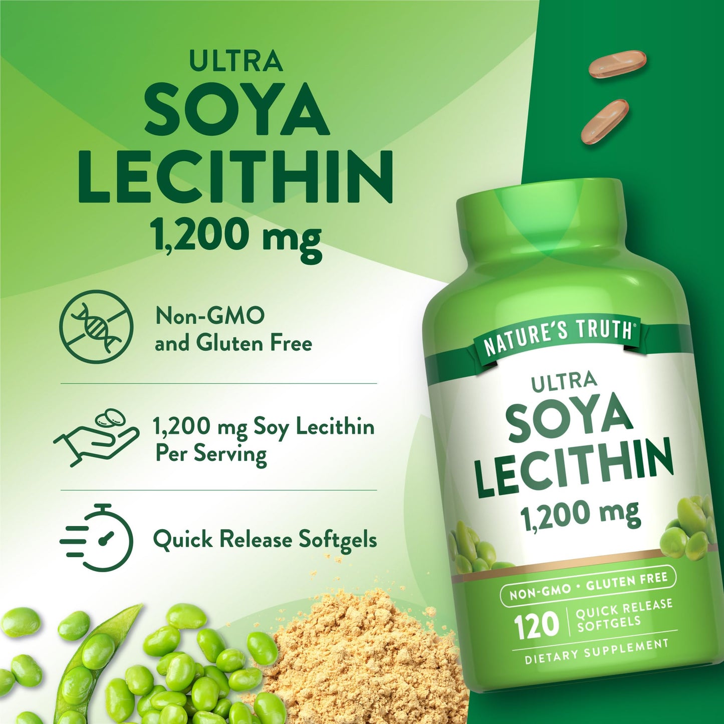 Nature's Truth Ultra Soy Lecithin 1200 mg Softgels 120