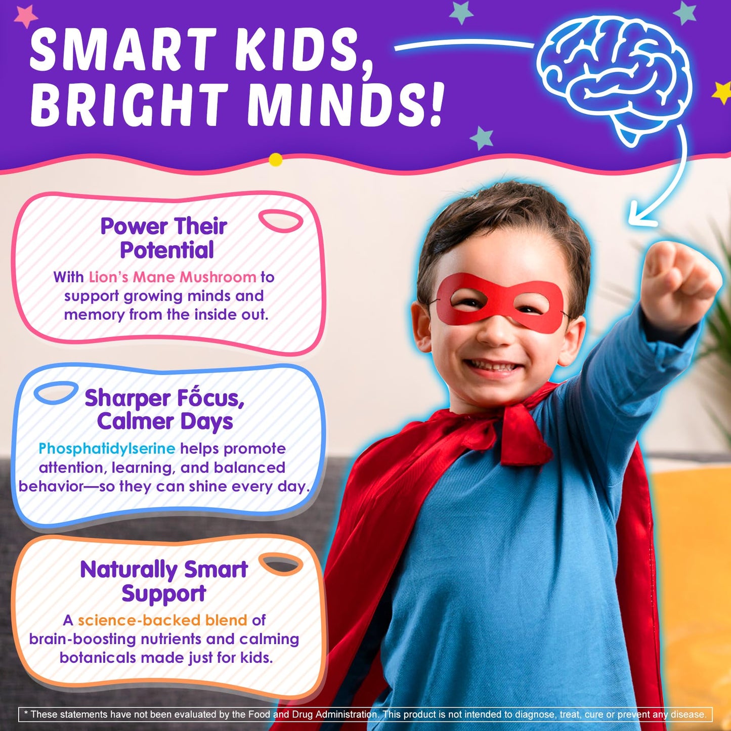 Nextdia Kid Focus Gummies with Lion's Mane – Methyl B6, B9, B12 + Super Greens, Focus & Attention, Cognitive Function & Energy & Vision Support, 59 Gummies