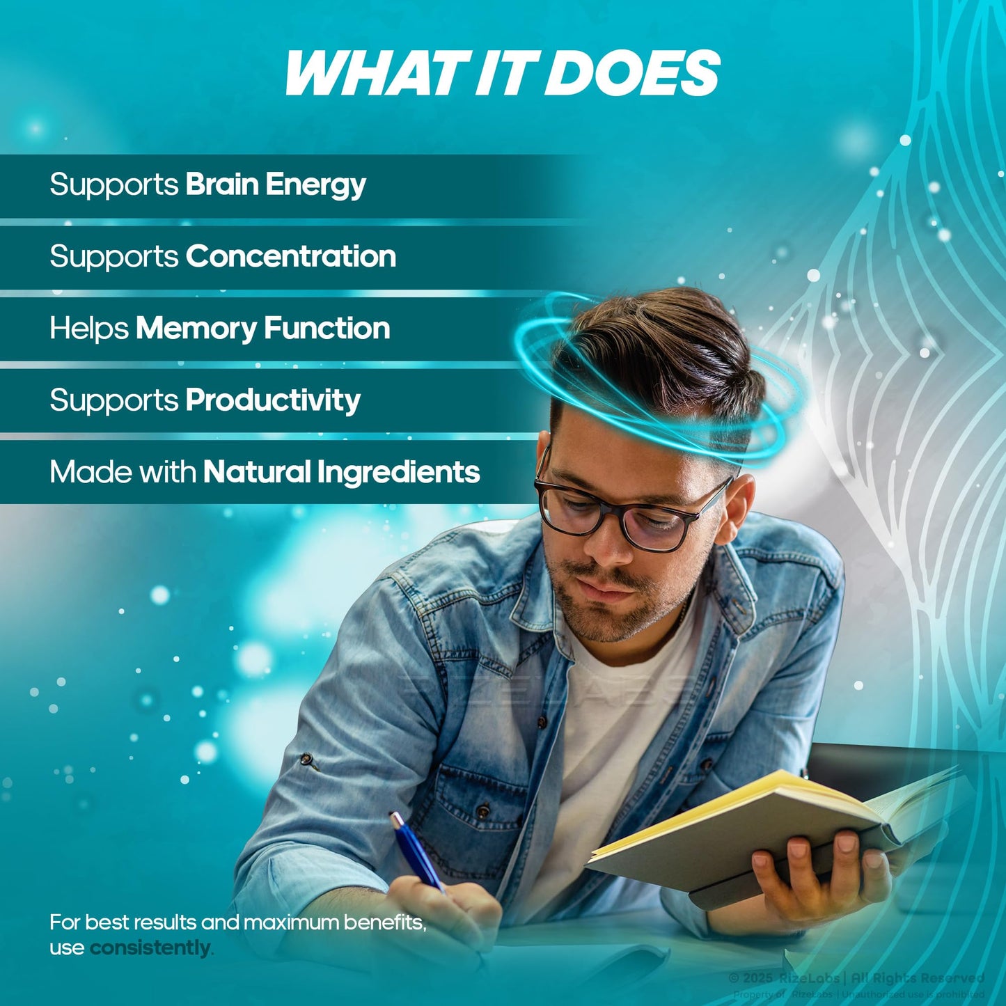 Rize Labs GenBrain Memory Supplement, 120 Capsules