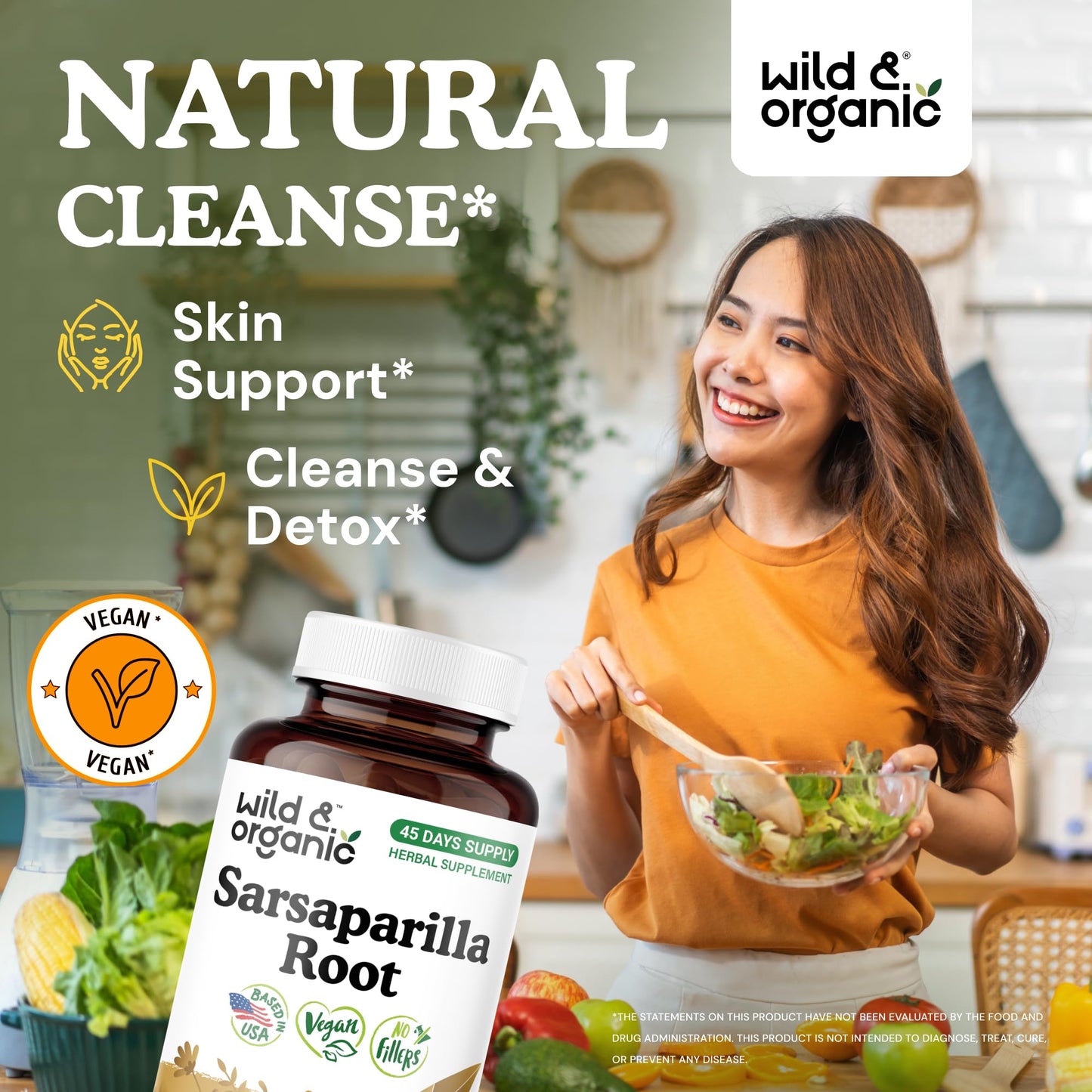 Wild & Organic Sarsaparilla Root Capsules 90 Capsules