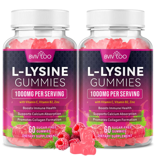 BVIVLOO L-Lysine 1000mg Gummies for Immune Support & Skin Health, 2-Pack